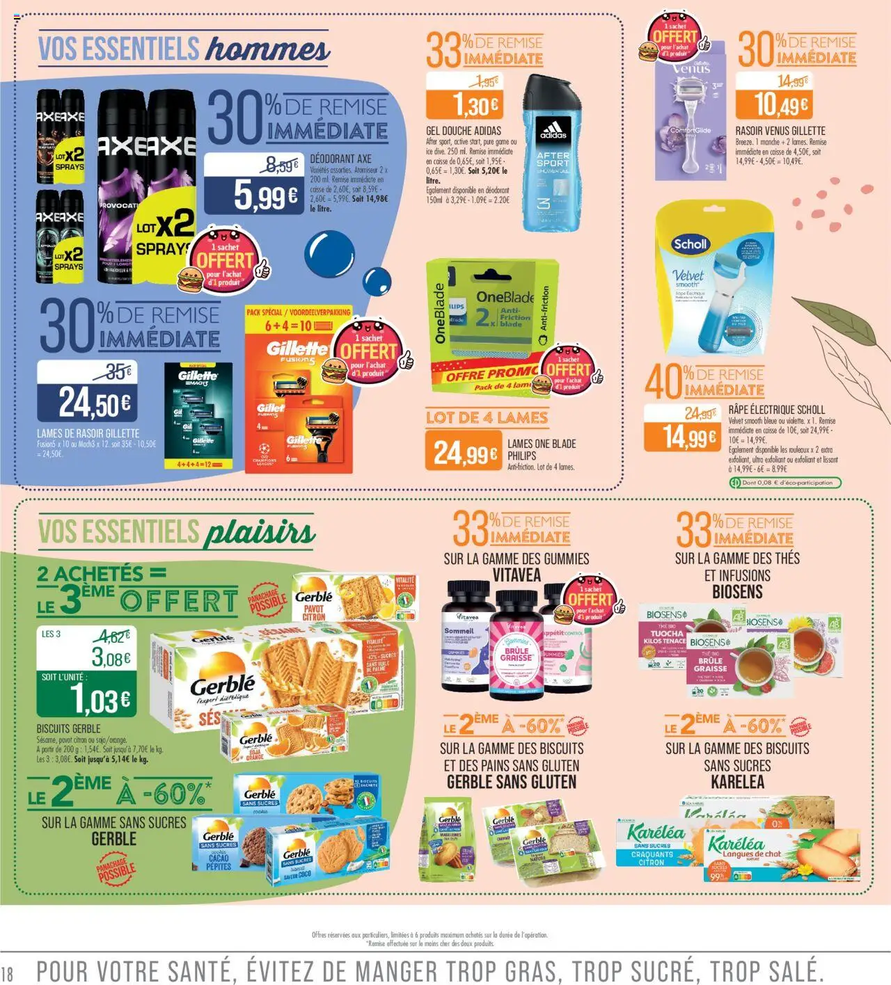  | Page: 18 | Produits: Déodorant, Douche, Huile, Biscuits