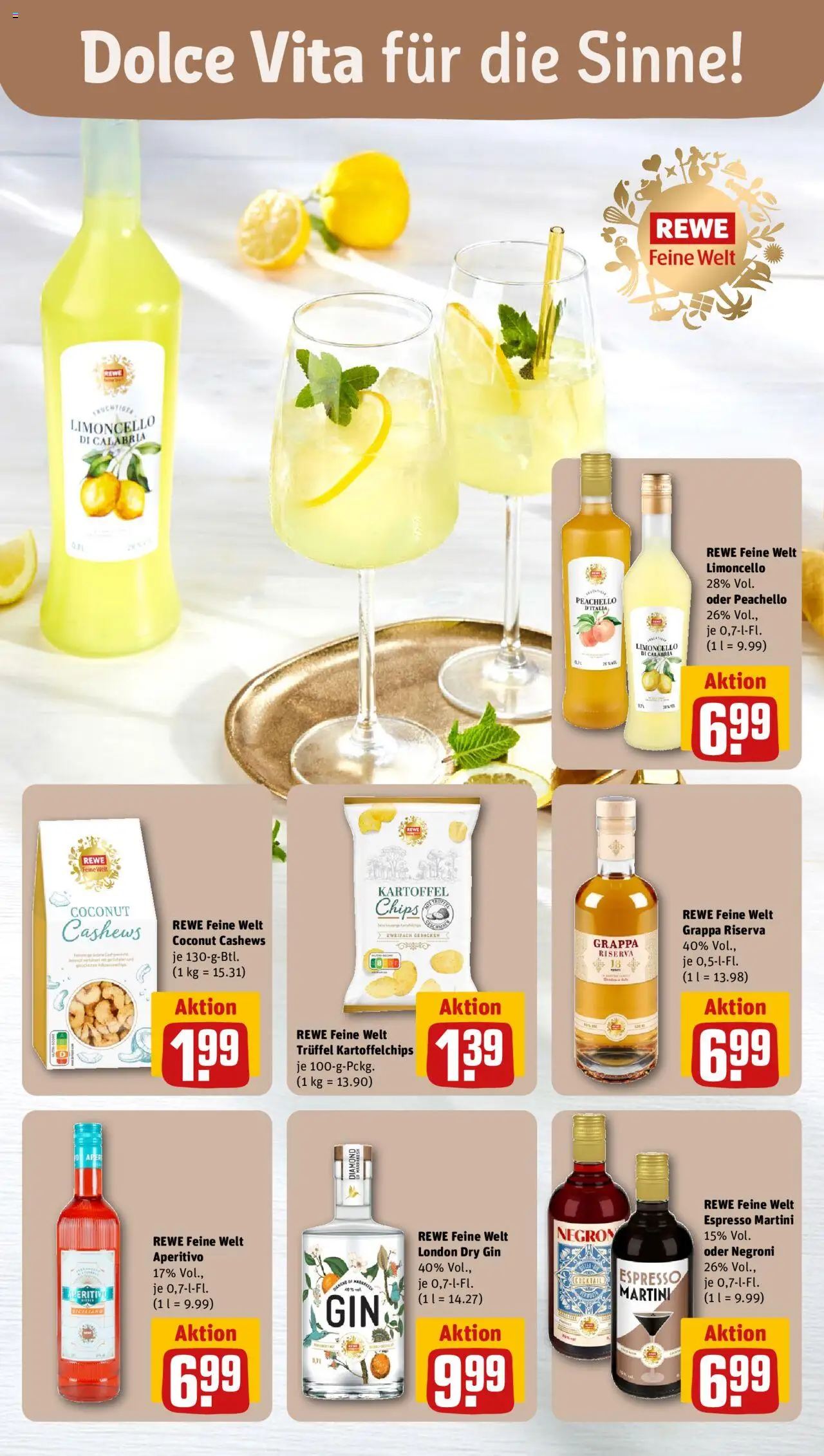 Rewe Prospekt 	 - gültig ab dem 28.07.2025 | Seite: 17 | Produkte: Martini, Limoncello, Gin, Chips