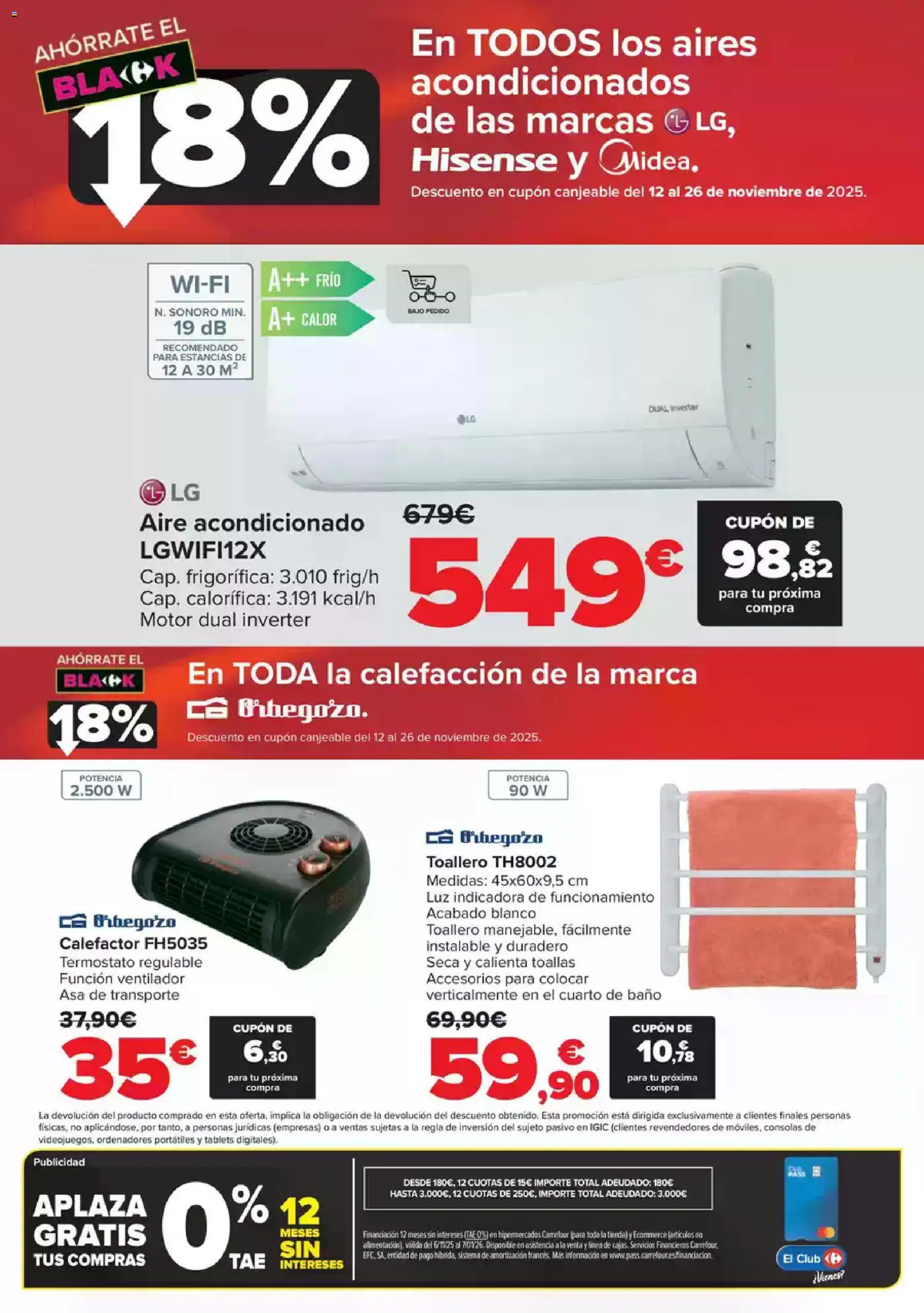 Carrefour Black Friday │ válido desde el 06.11.2025 | Página: 13 | Productos: Toallero, Aire acondicionado, Ventilador, Baño