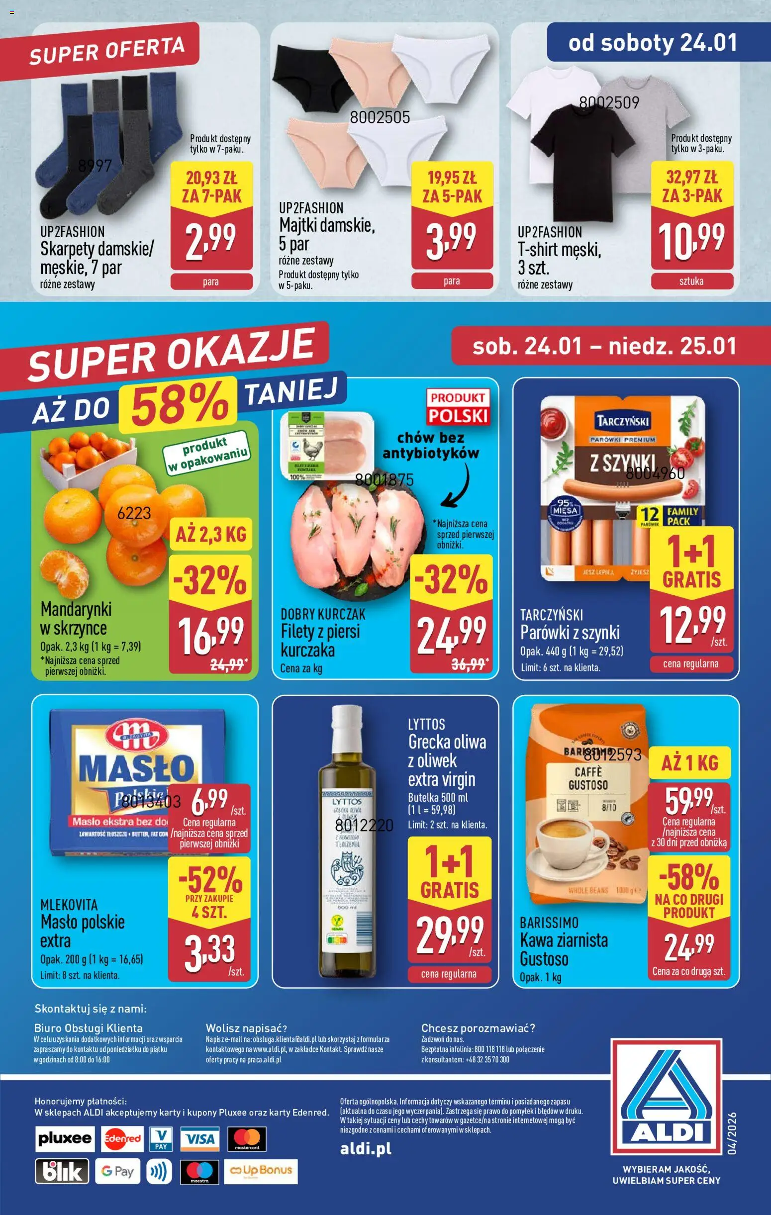 Aldi Gazetka - Okazje na weekend od 22.01.2026 | Strona: 13 | Produkty: Majtki, Skarpety, Masło Polskie, Parówki z szynki