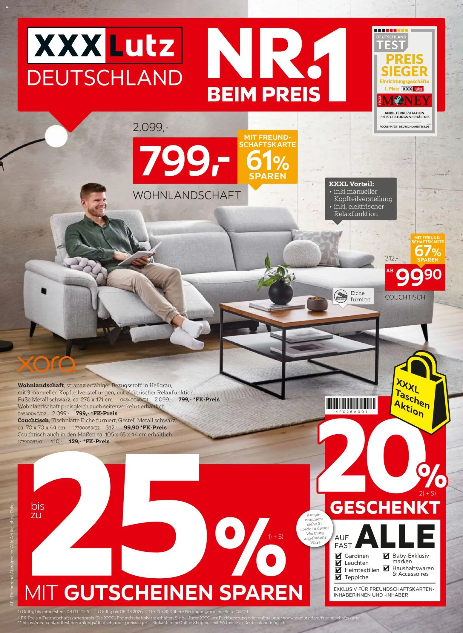XXXL Lutz Prospekt 	 – gültig ab 22.02.2026 | Seite: 1 | Produkte: Wohnlandschaft, Couchtisch