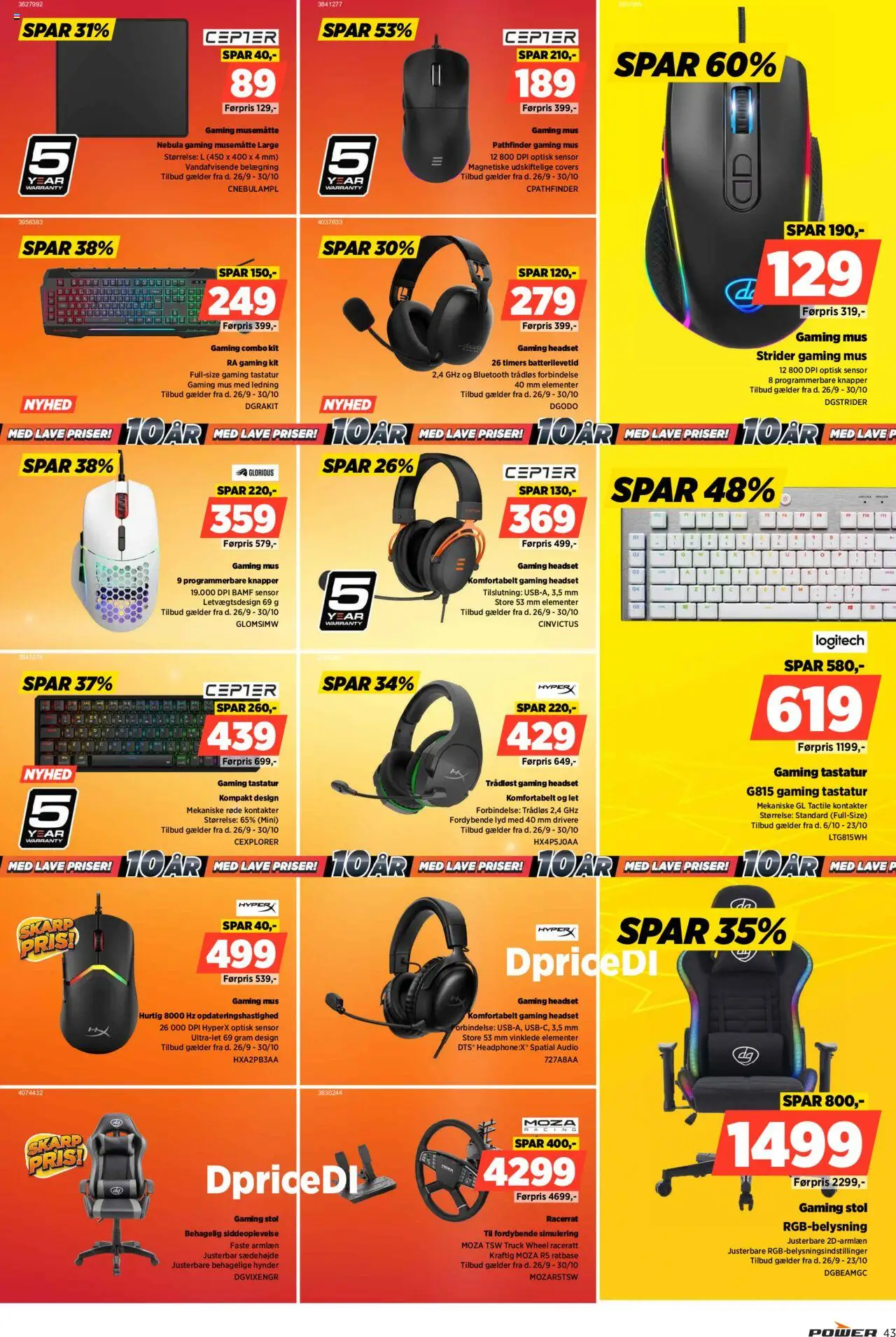 Power tilbudsavis – gyldig fra 26.09.2025 | Side: 43 | Produkter: Stol, Mus, Tastatur, Lyd