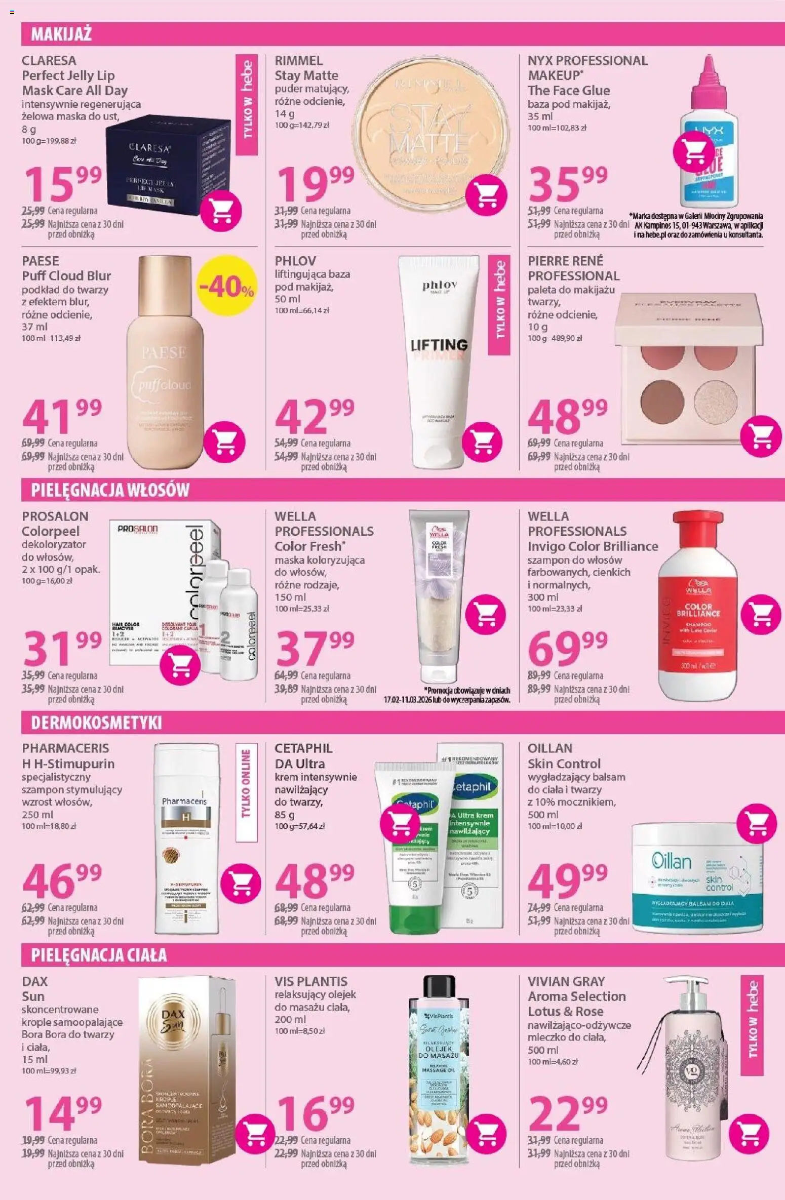 Hebe Gazetka od 17.02.2026 | Strona: 3 | Produkty: Szampon, Maska, Lotion, Podkład do twarzy