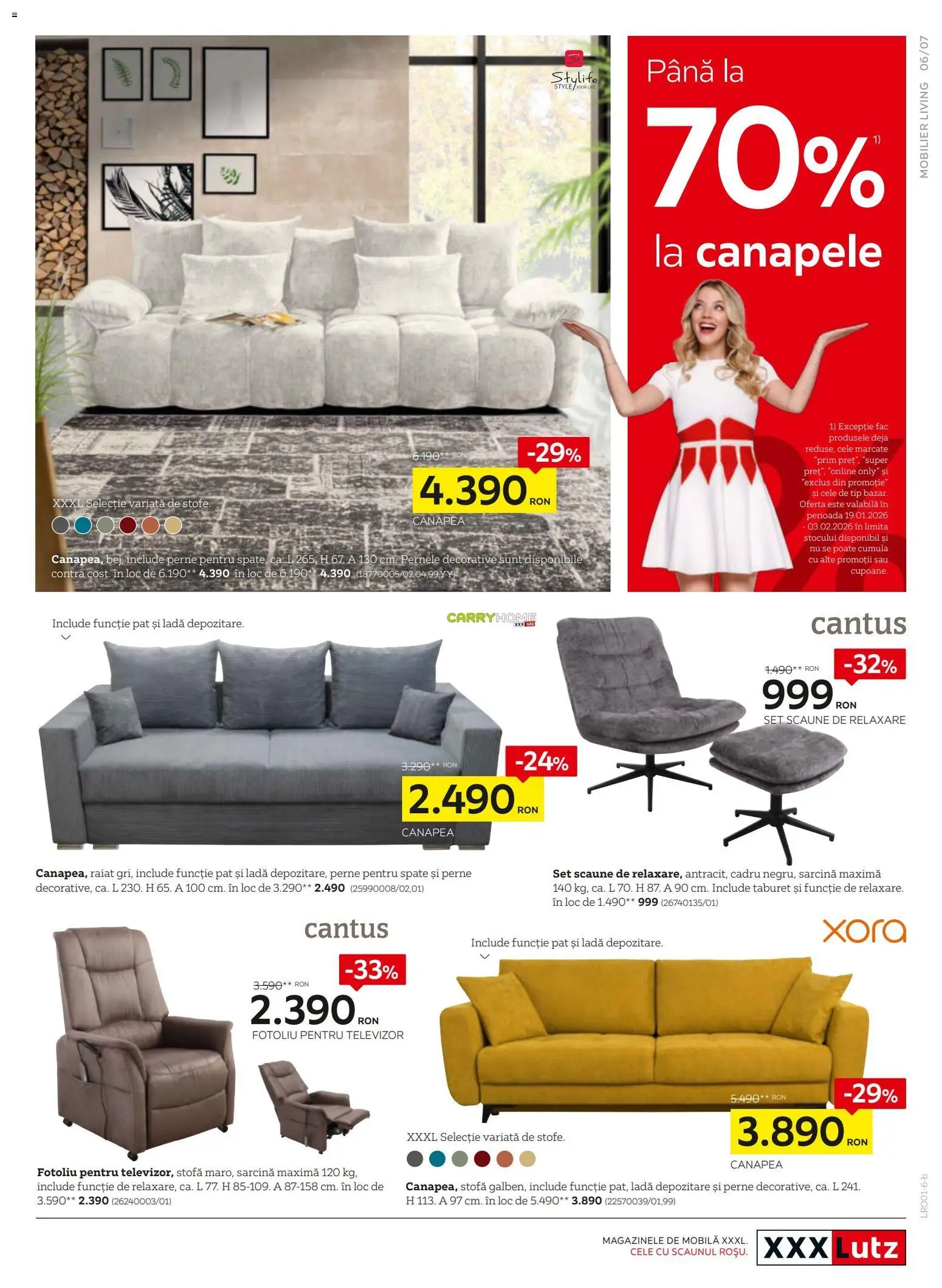 Noul catalog XXXLutz – valabil de la 19.01.2026 | Pagină: 7 | Produse: Televizor, Pat, Fotoliu, Canapea