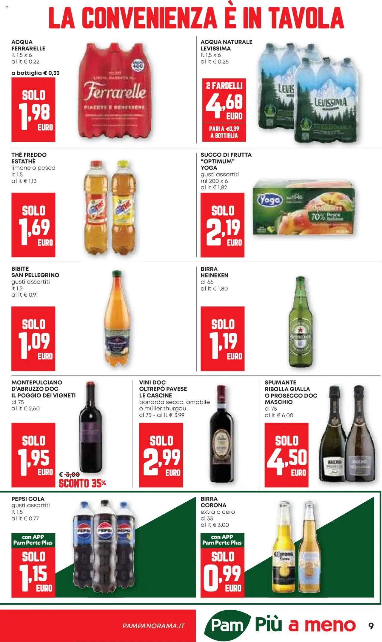 Volantino PAM del 21.08.2025 | Pagina: 9 | Prodotti: Succo, Pesca, Pepsi, Ferrarelle