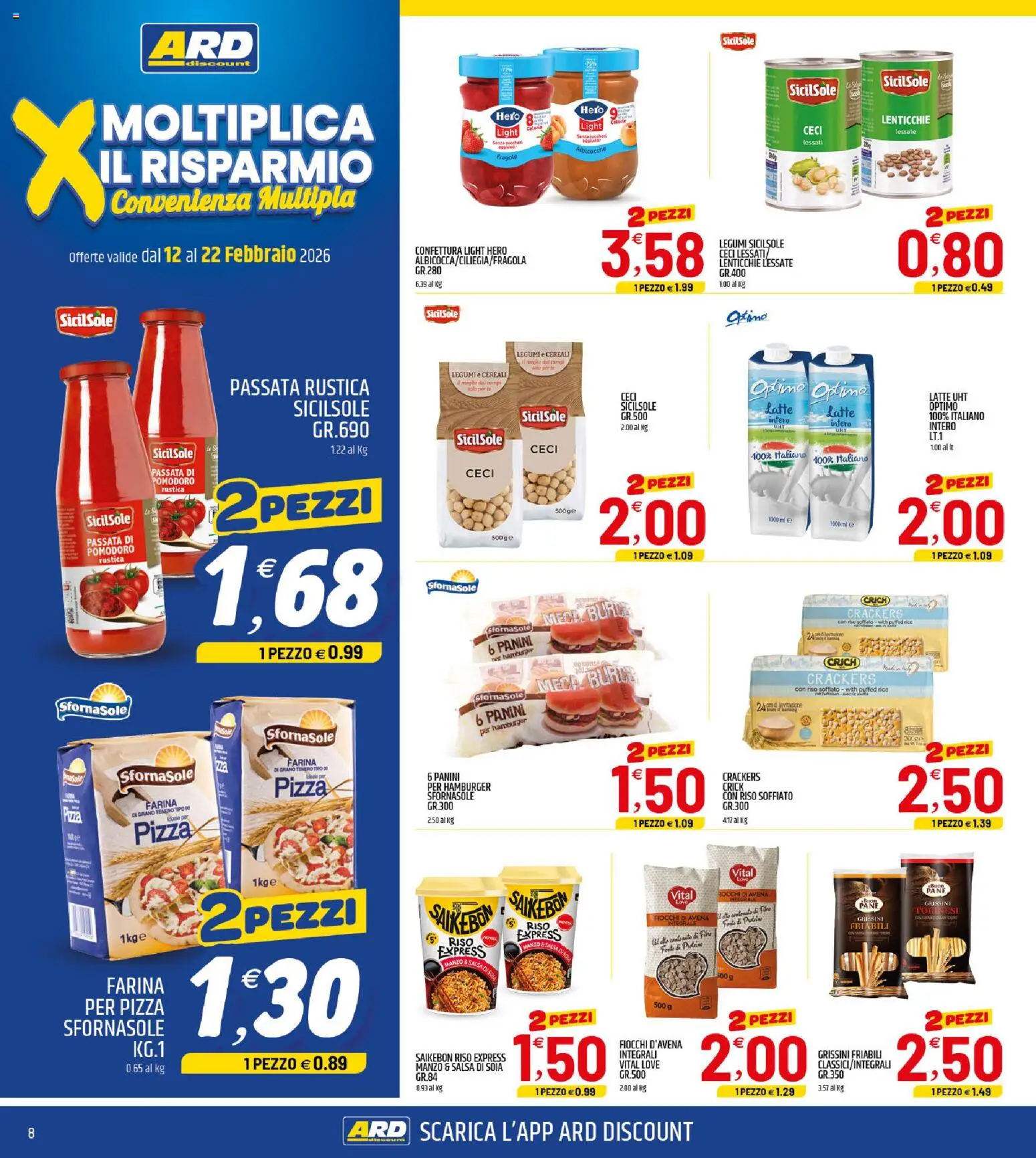 Volantino ARD Discount del 12.02.2026 | Pagina: 8 | Prodotti: Manzo, Salsa, Crackers, Grissini