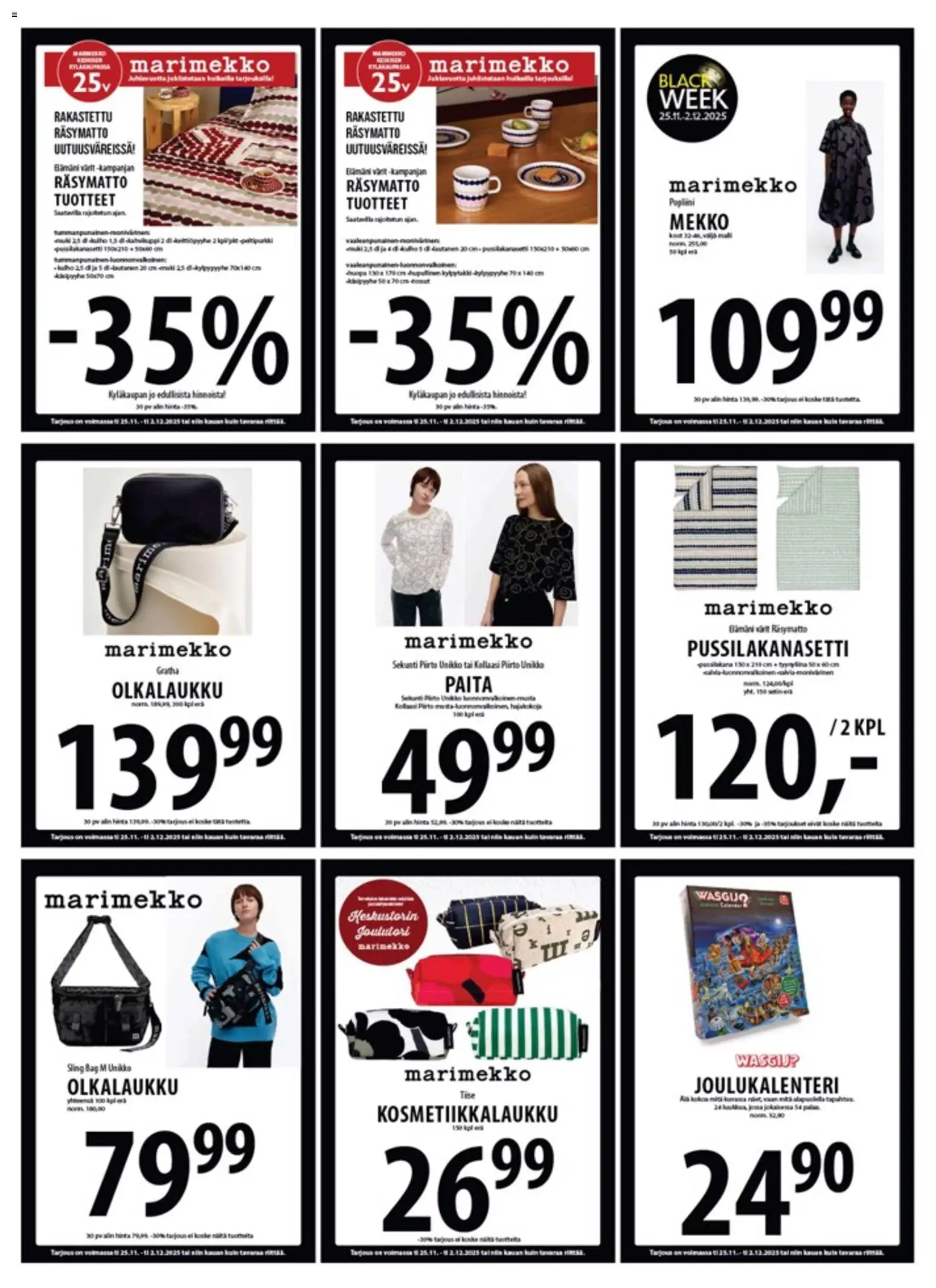 Tuuri - Black Friday – voimassa 25.11.2025 alkaen | Sivu: 16 | Tuotteet: Pussilakanasetti, Joulukalenteri, Kylpytakki, Mekko