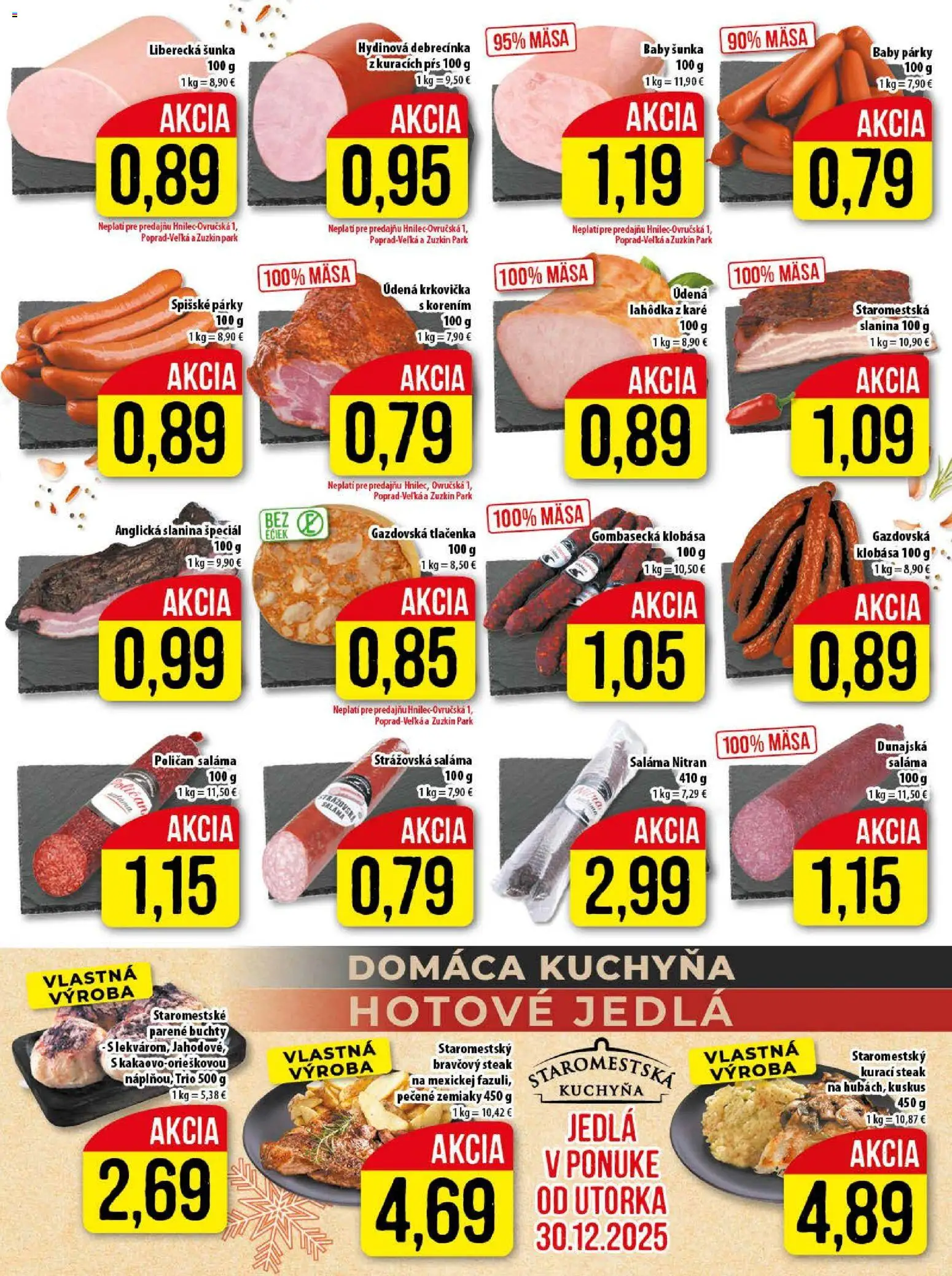 Nové Klas akcie – leták je platný od 29.12.2025 | Strana: 5 | Produkty: Kuchyňa, Šunka, Slanina, Klobása