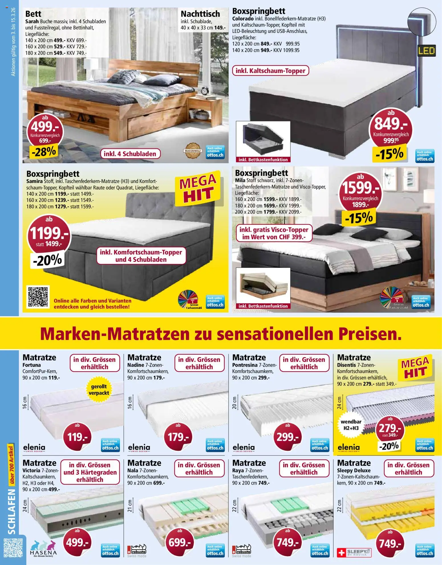 Otto's Aktionen – gültig ab 03.03.2026 | Seite: 10 | Produkte: Matratze, Nachttisch, Bett, Boxspringbett
