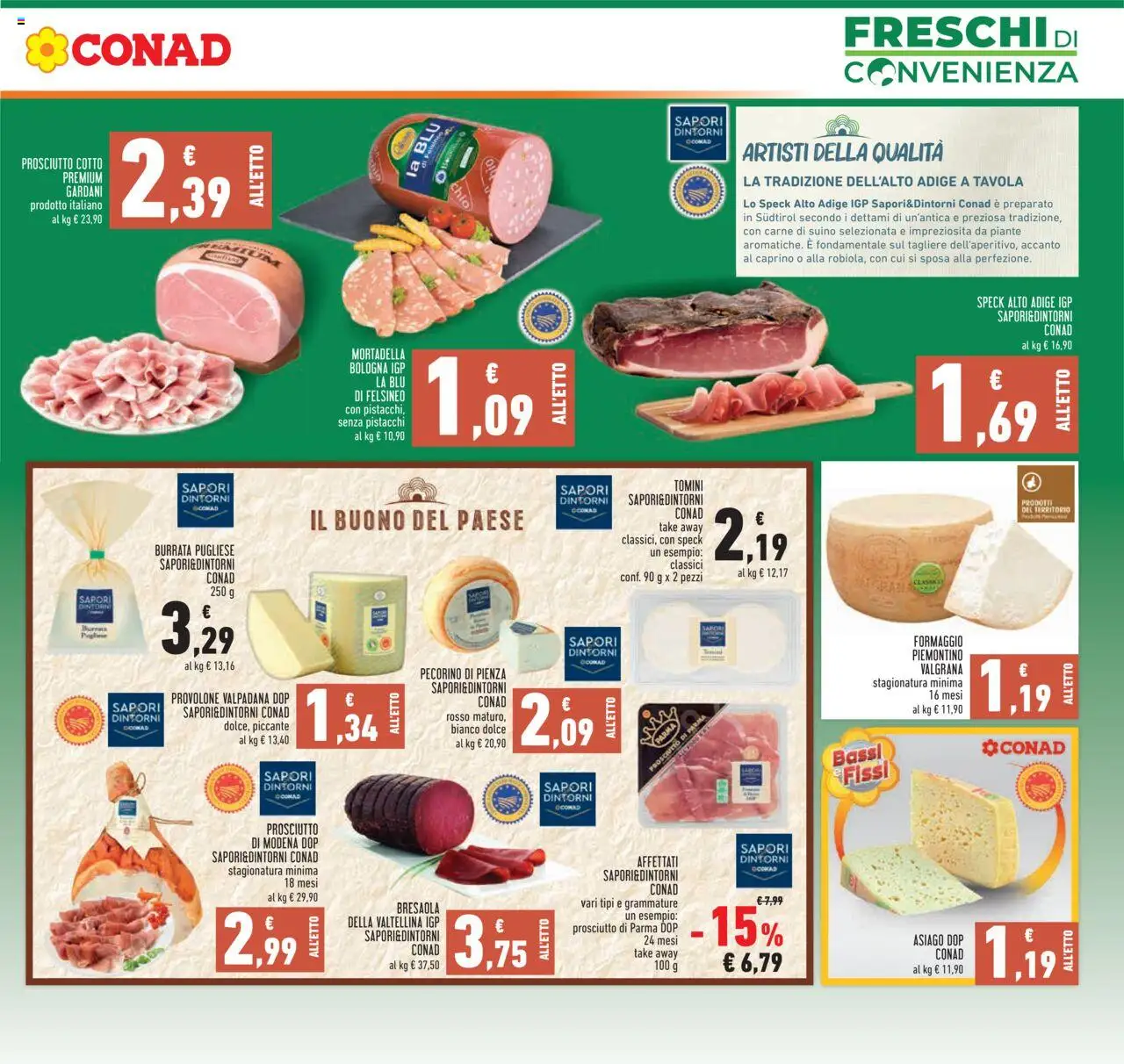 Volantino Conad del 14.08.2025 | Pagina: 5 | Prodotti: Provolone, Prosciutto di Parma, Formaggio, Mortadella