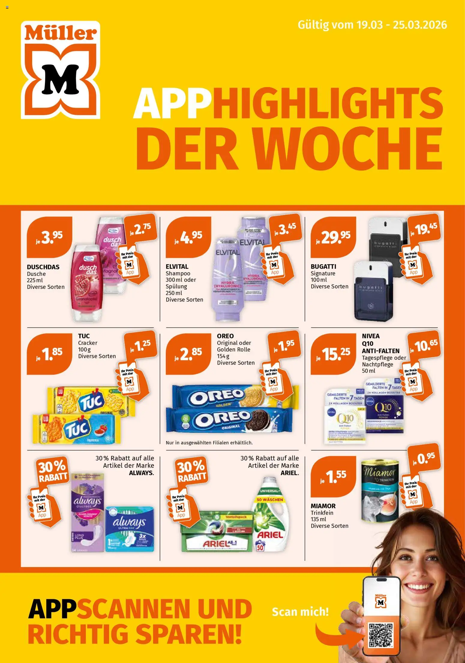 Müller aktionen App Highlights – gültig ab 19.03.2026 | Seite: 1 | Produkte: Dusche, Shampoo, Spülung
