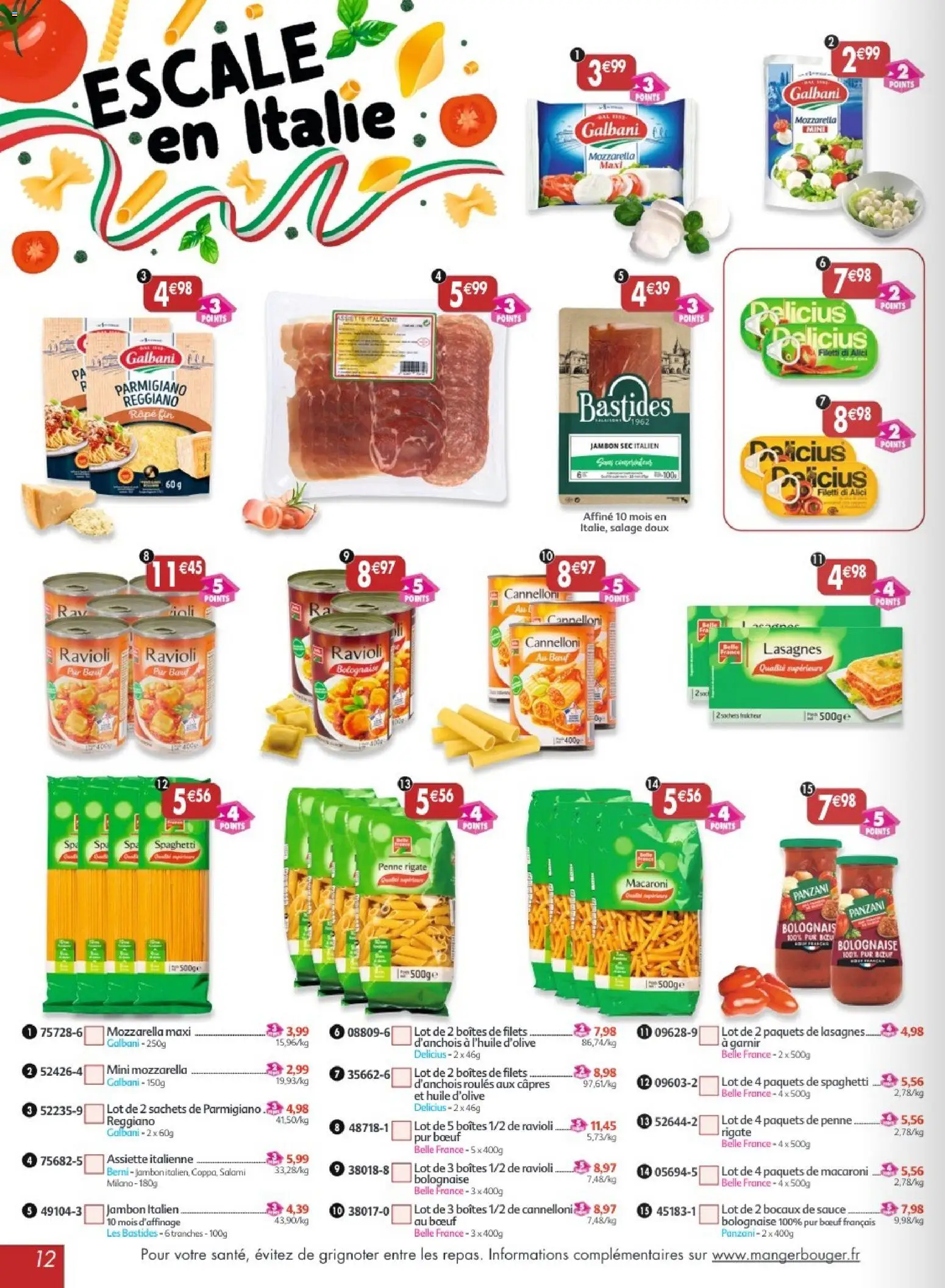 {H1} | Page: 12 | Produits: Huile D'olive, Spaghetti, Salami, Jambon