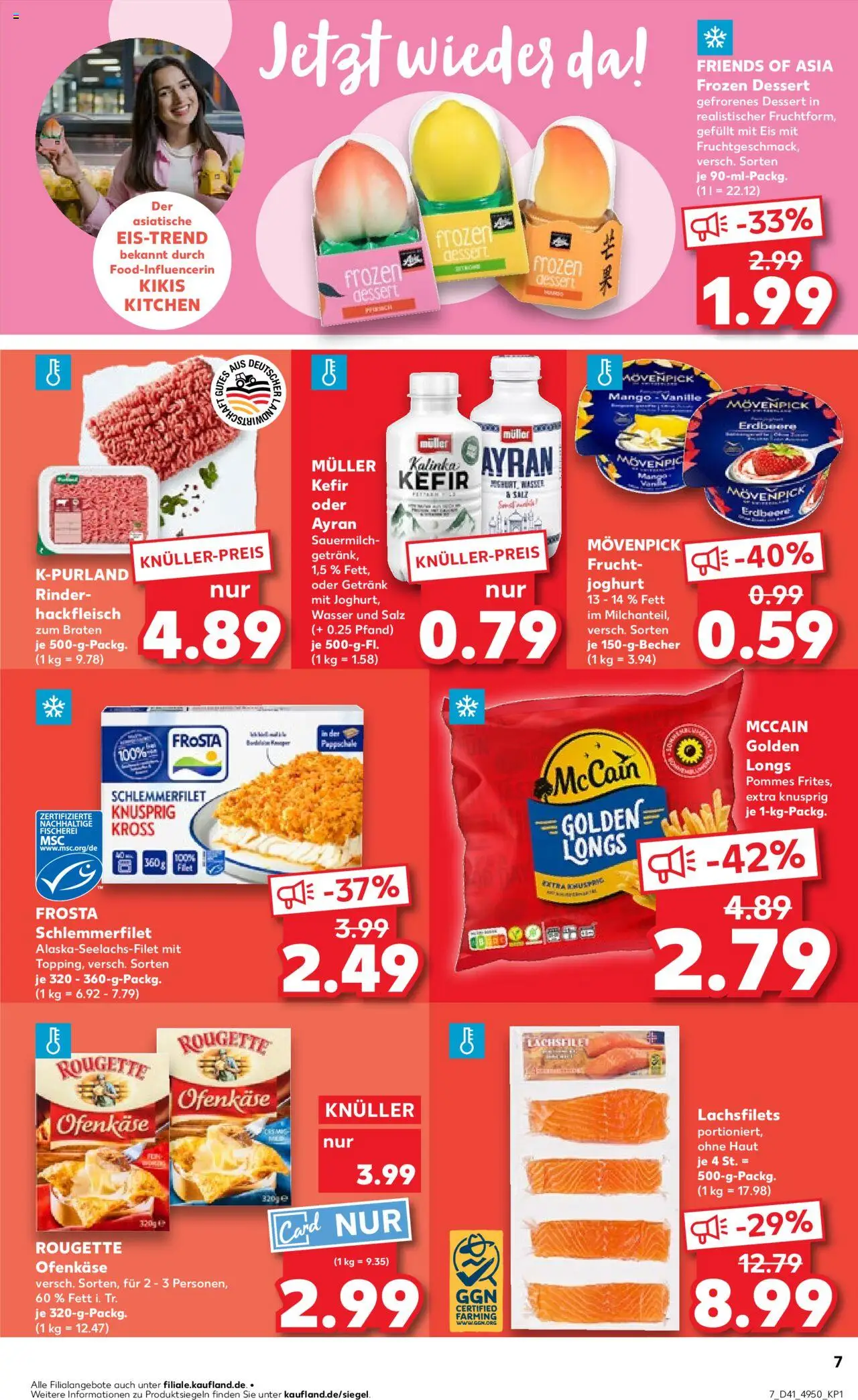 Kaufland prospekt Stuttgart	 – gültig ab 09.10.2025 | Seite: 7 | Produkte: Rougette ofenkase, Frosta, Wasser, Mango