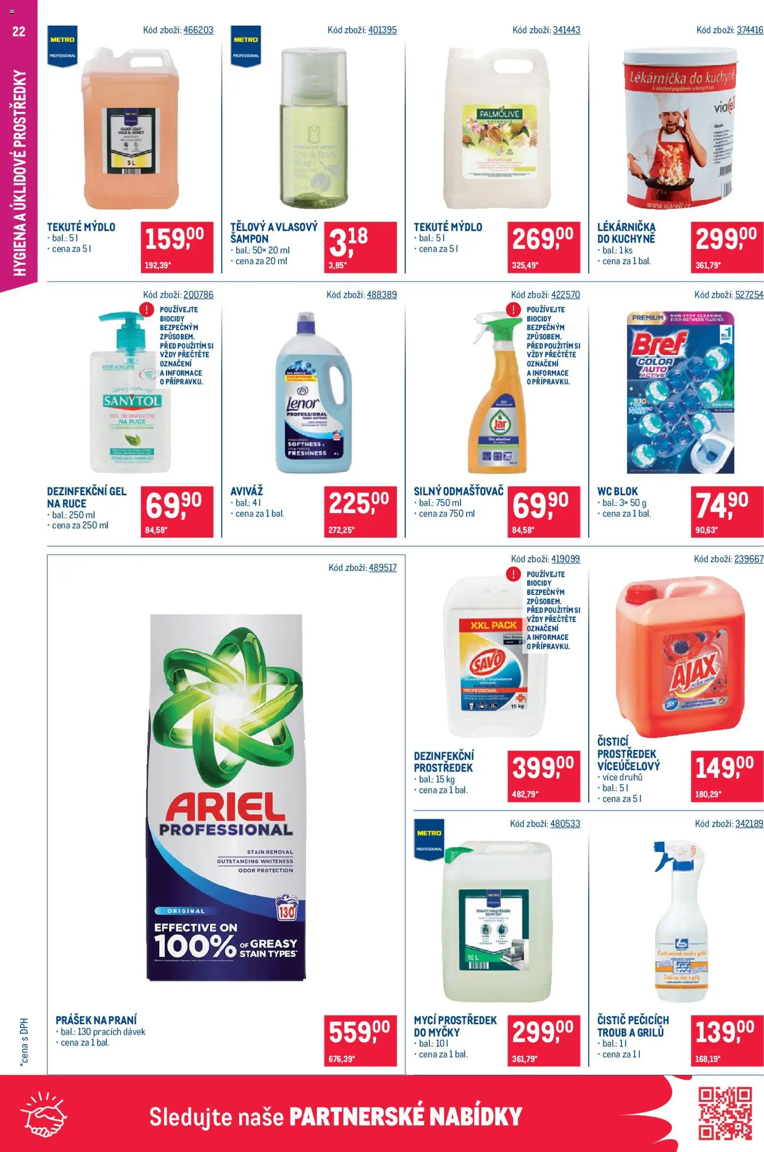 Makro leták - Gastronomie od 22.04.2026 | Strana: 22 | Produkty: Ariel, Body, Sanytol, Šampon