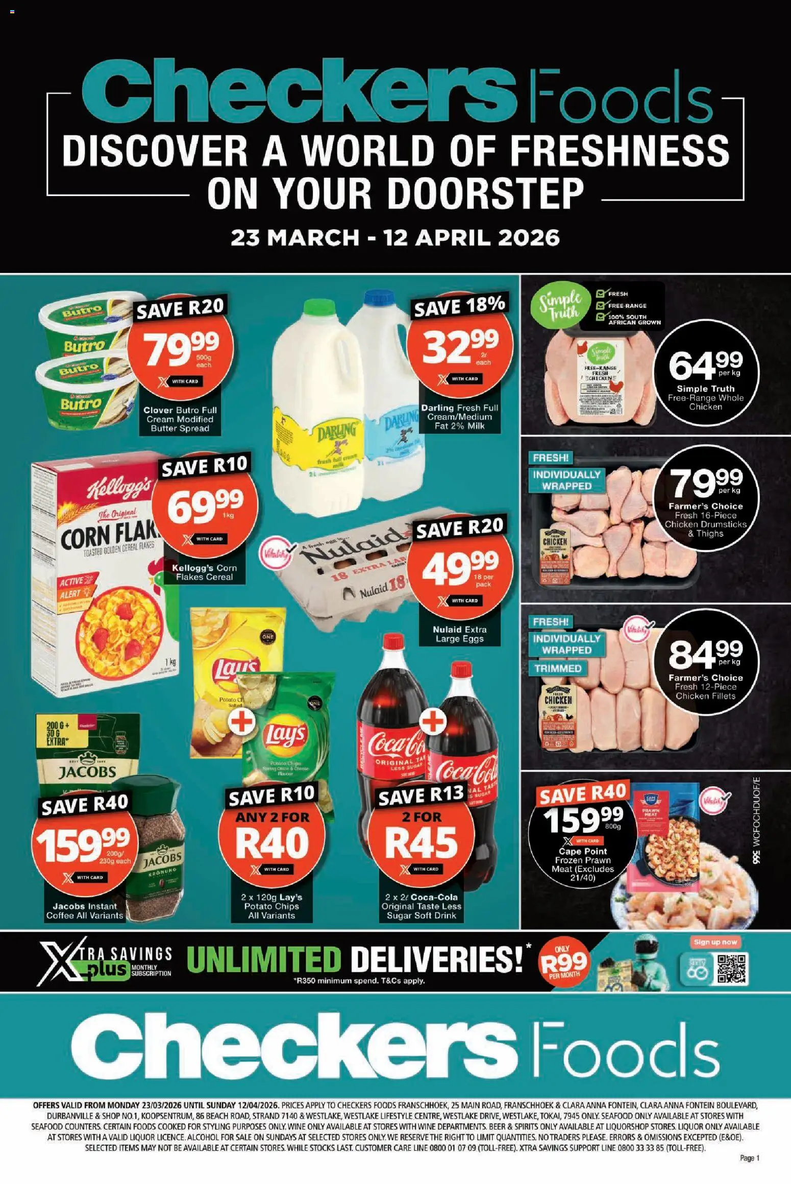 New Checkers catalogue – valid from 23.03.2026 | Page: 1 | Products: Milk, Cheese, Eggs, Sugar