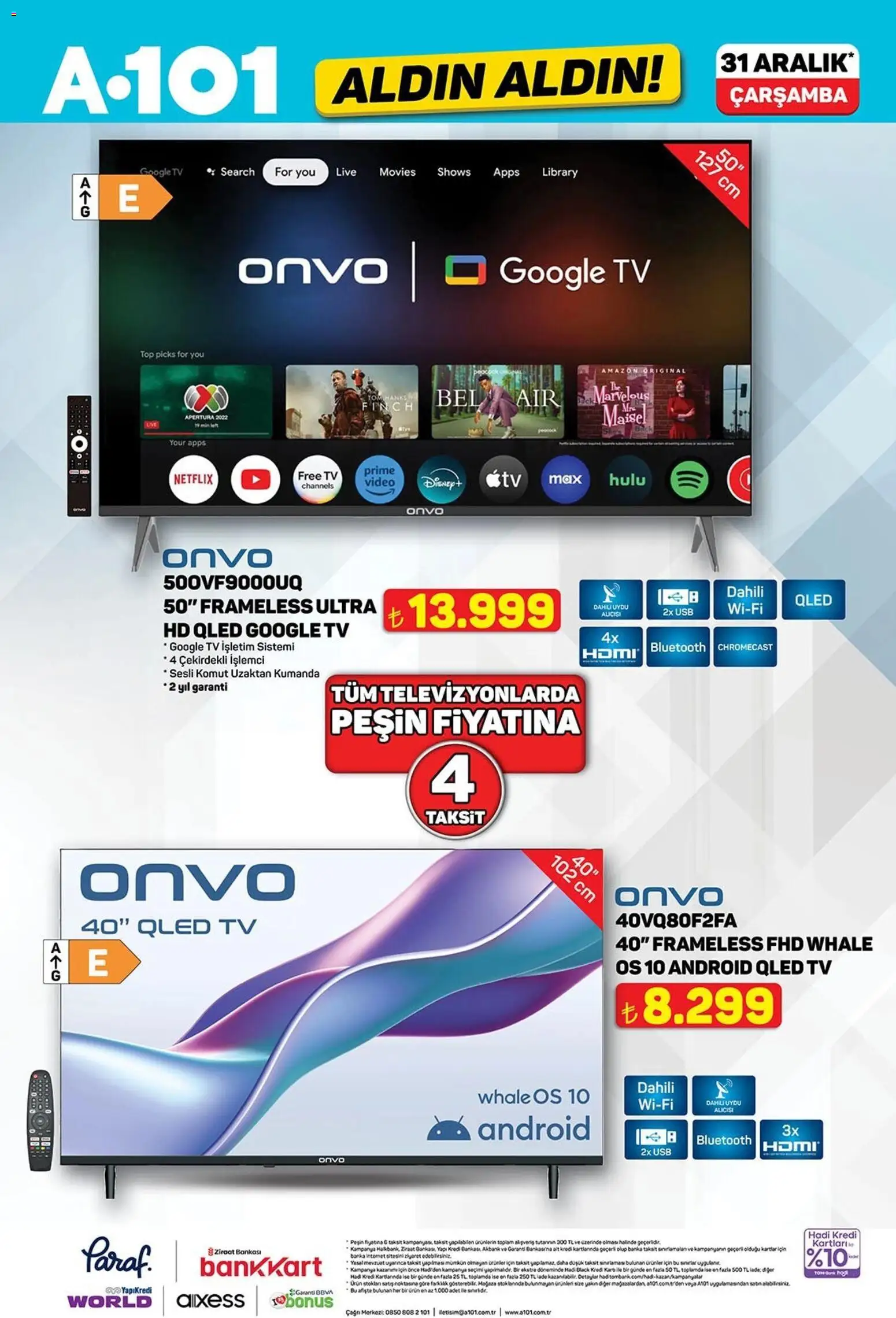 A101 Katalog Aldın Aldın - 31.12.2025 tarihinden itibaren geçerlidir | Sayfa: 4 | Ürünler: TV, Video, Uydu, USB