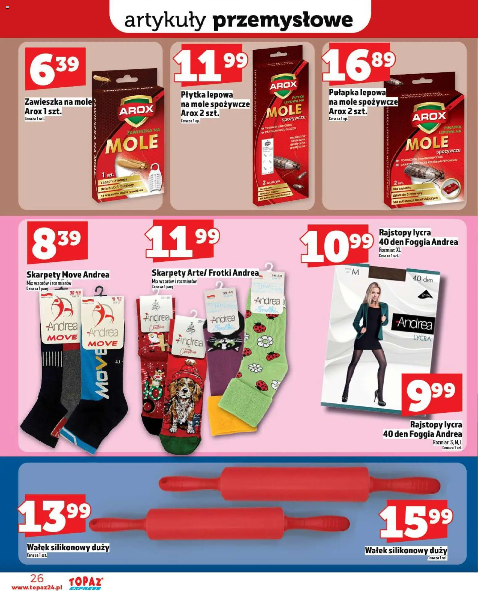 Topaz Gazetka - Express od 20.11.2025 | Strona: 26 | Produkty: Skarpety, Rajstopy, Artykuły przemysłowe, Zapach
