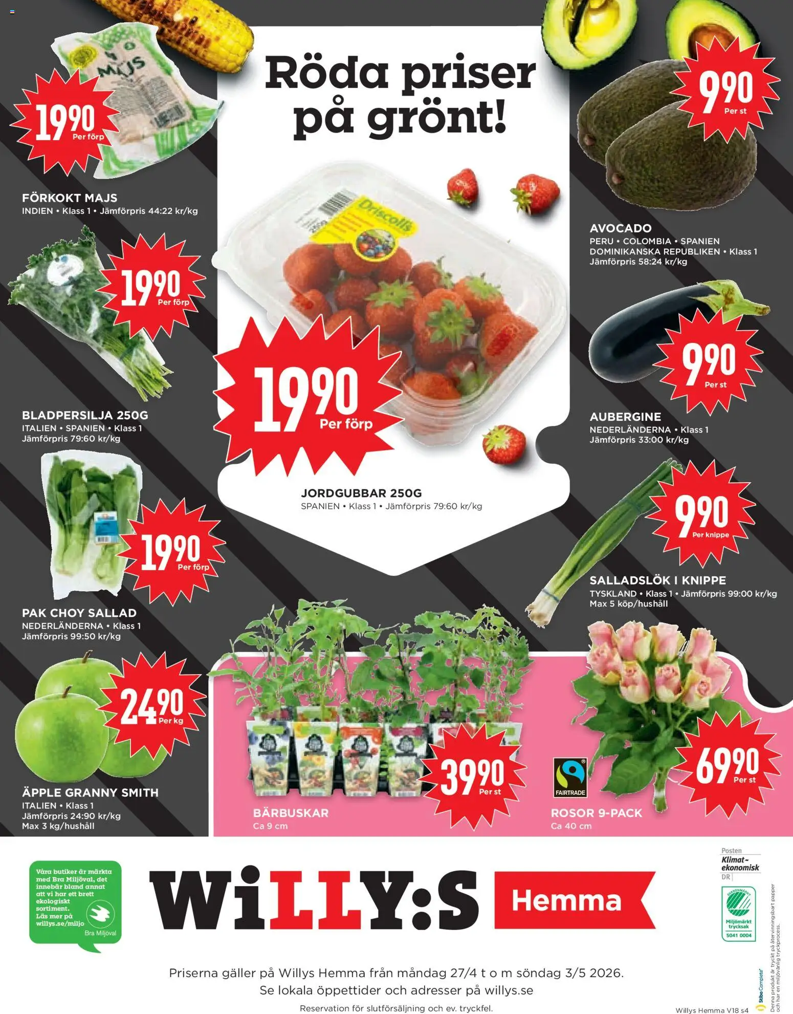 Willys reklamblad aktuell från 27.04.2026 | Sida: 4 | Produkter: Galler, Äpple, Salladslök, Majs