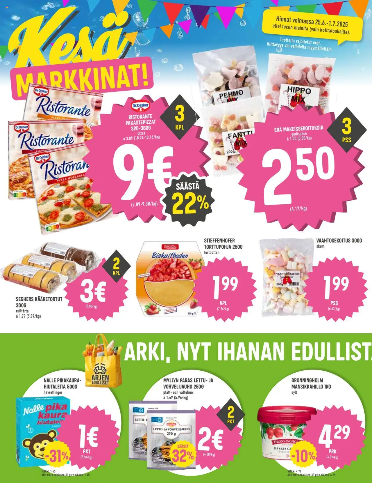  | Sivu: 4 | Tuotteet: Mansikkahillo, Kääretortut, Voi, Pizza