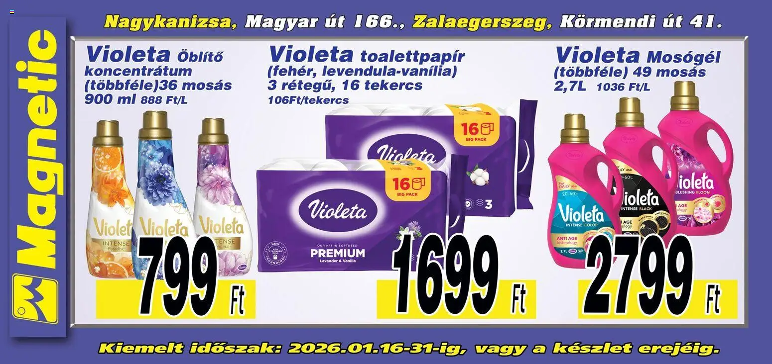 Magnetic akciós ujság - amely érvényes a következő dátumtól: 16.01.2026 | Oldal: 3 | Termékek: Mosógél, Öblítő