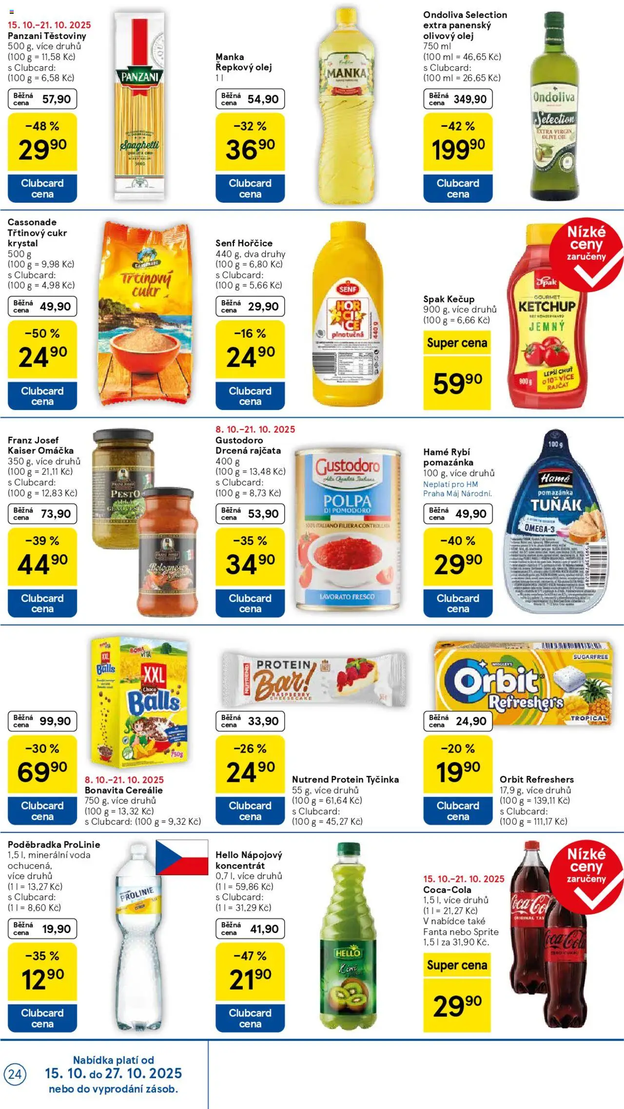 Tesco leták - Hypermarket od 15.10.2025 | Strana: 24 | Produkty: Olej, Rajčata, Poděbradka ProLinie, Řepkový olej manka