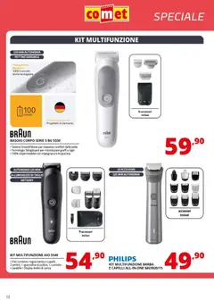 Anteprima del volantino Comet Piccoli Elettrodomestici Stiro, Pulizia e Cura Persona catalogo valido a partire dal 14.11.2025 | Pagina: 12 | Prodotti: Pettine, Rasoio