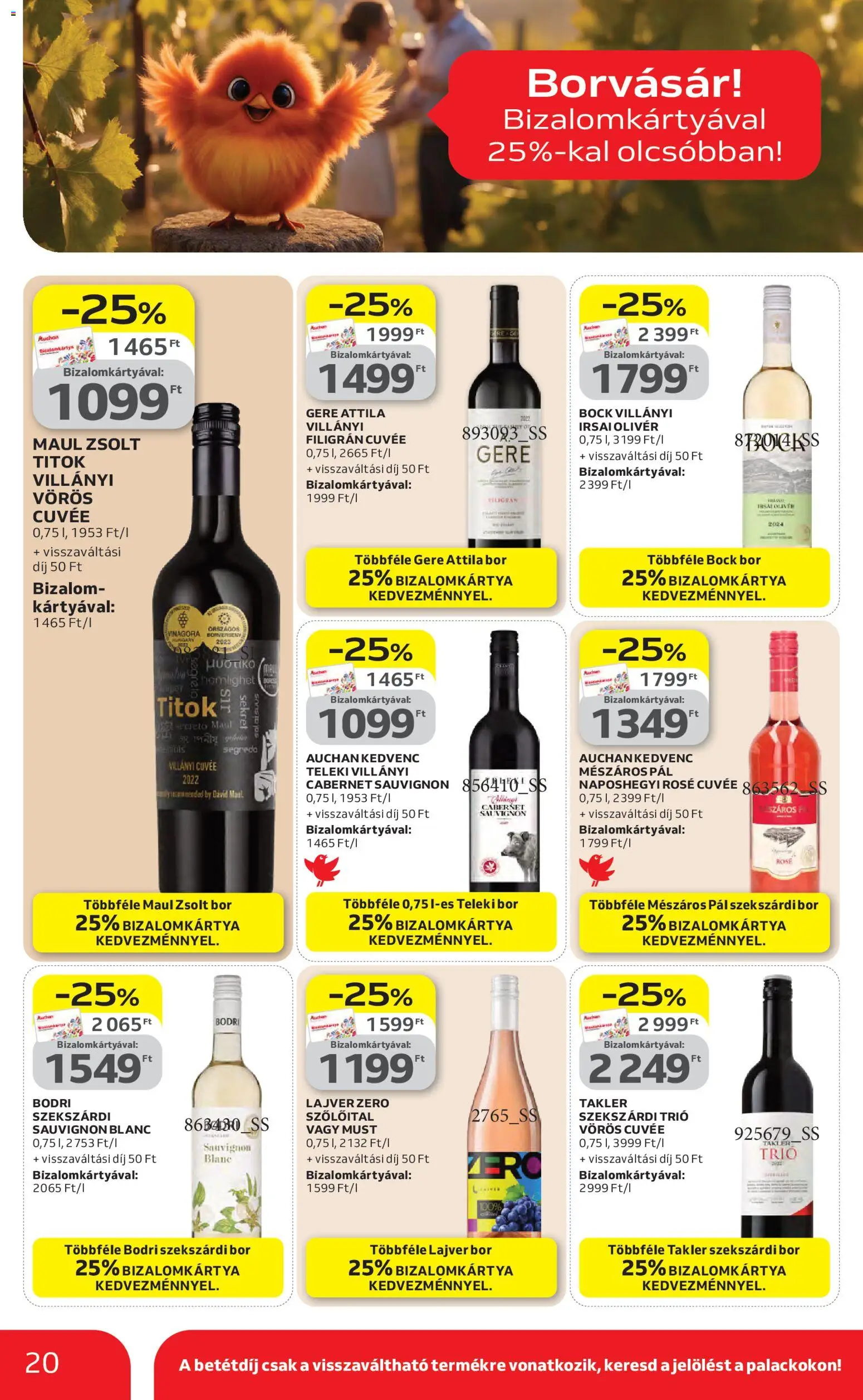 Auchan akciós ujság - amely érvényes a következő dátumtól: 23.04.2026 | Oldal: 20 | Termékek: Bor