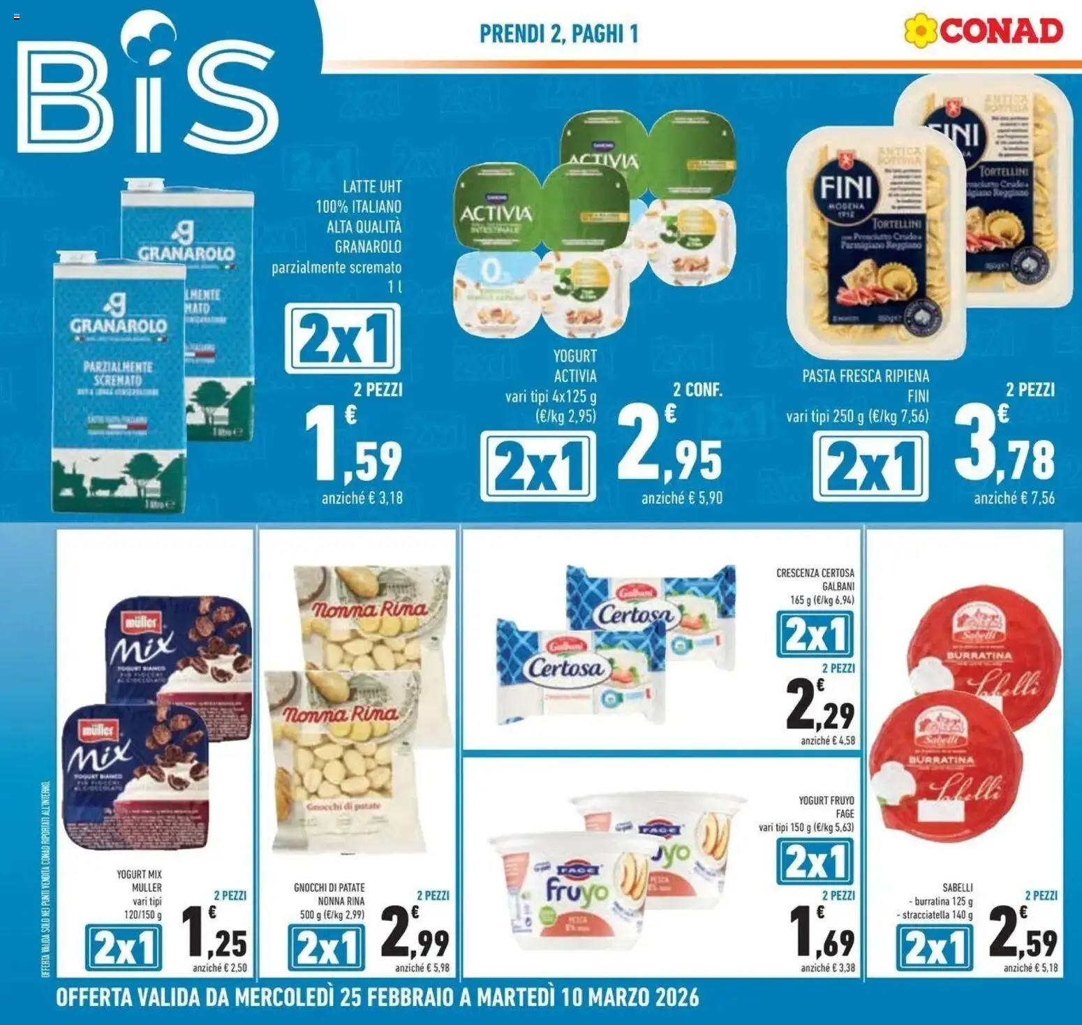 Volantino Conad del 25.02.2026 | Pagina: 2 | Prodotti: Patate, Pasta, Crescenza, Stracciatella