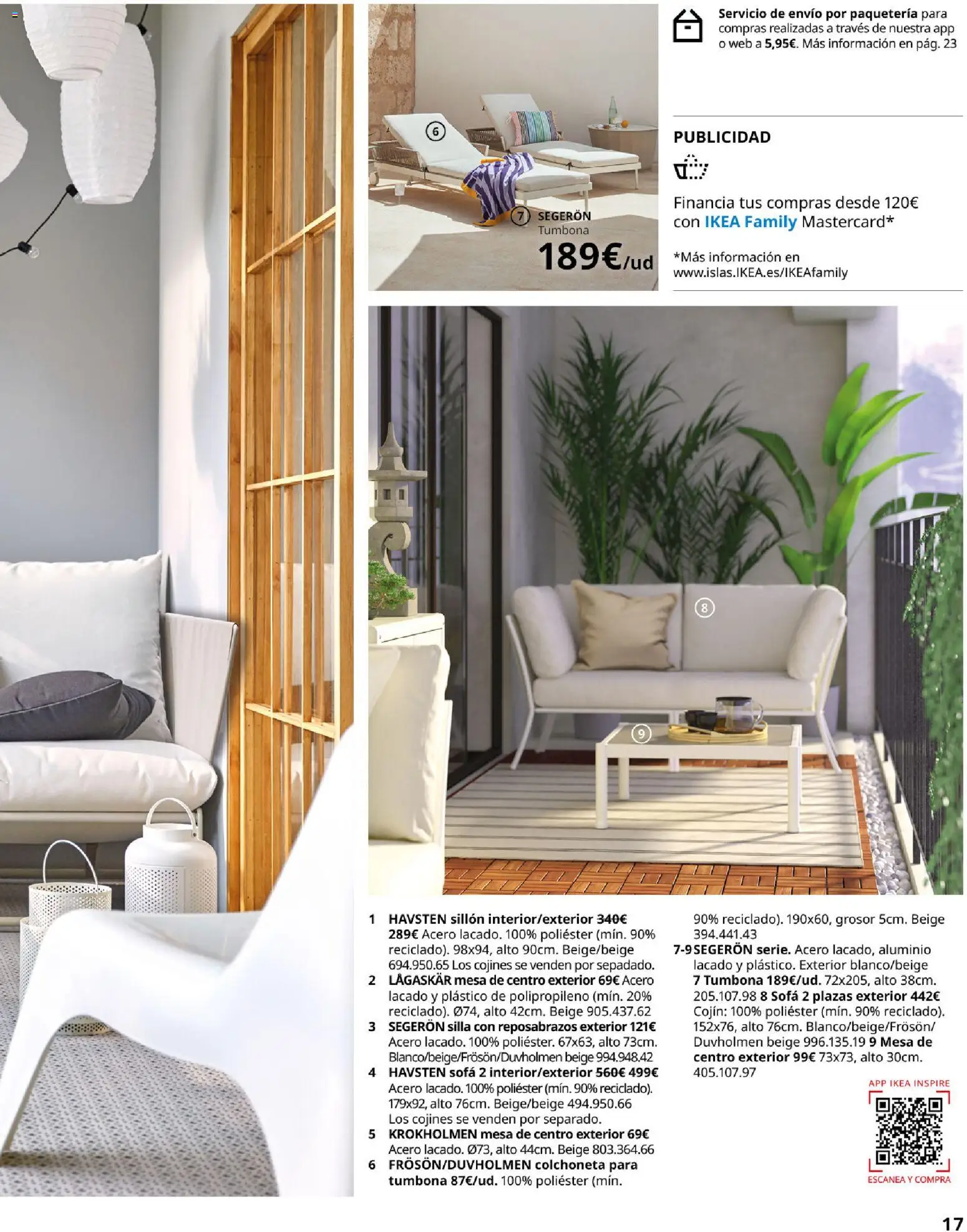 Catálogo IKEA Muebles de exterior │ válido desde el 10.12.2025 | Página: 17 | Productos: Sofá, Sillón, Silla, Colchoneta