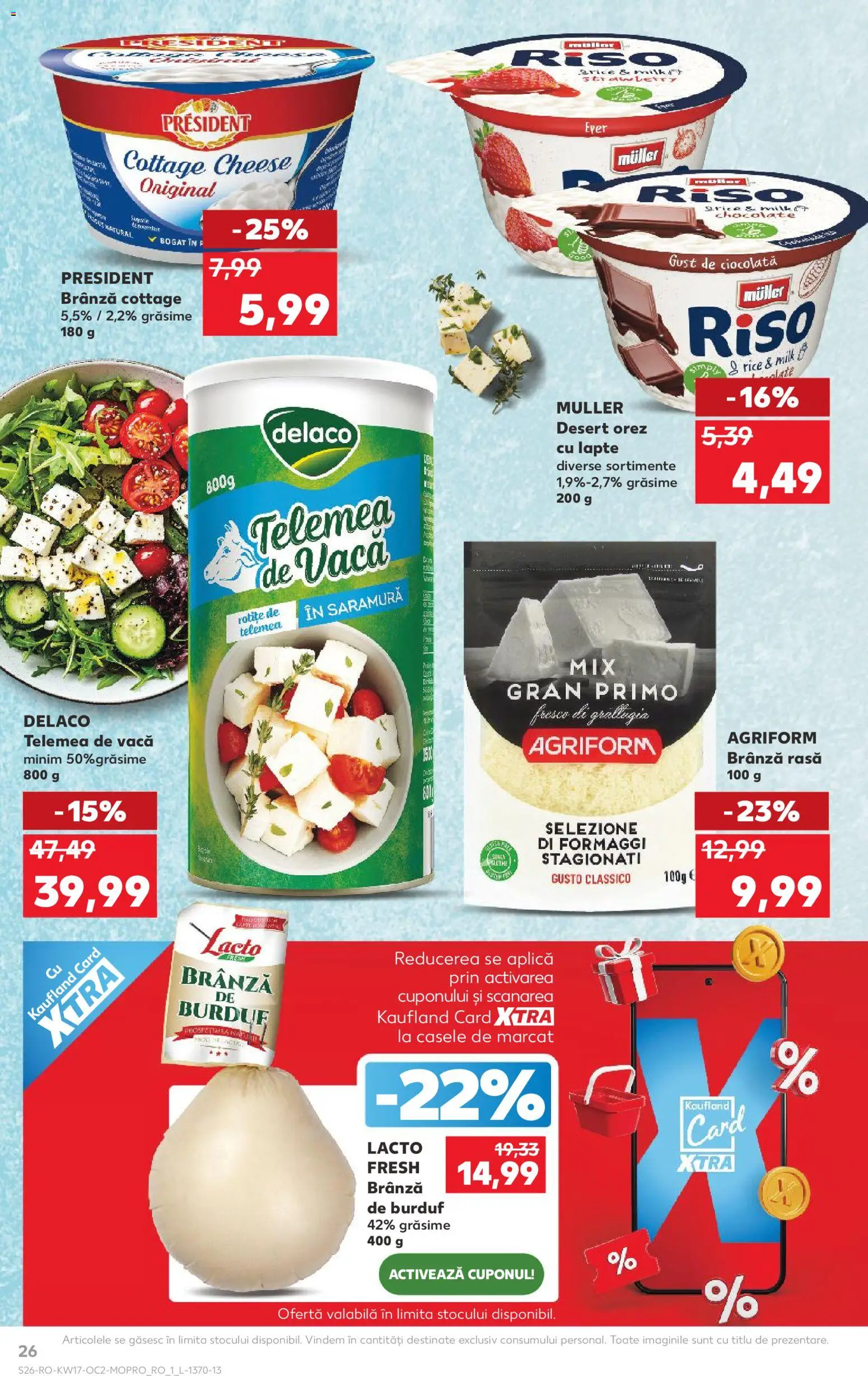 Noul catalog Kaufland – valabil de la 22.04.2026 | Pagină: 26 | Produse: Light Kedi Konservesi, Lapte, Ciocolată, Orez