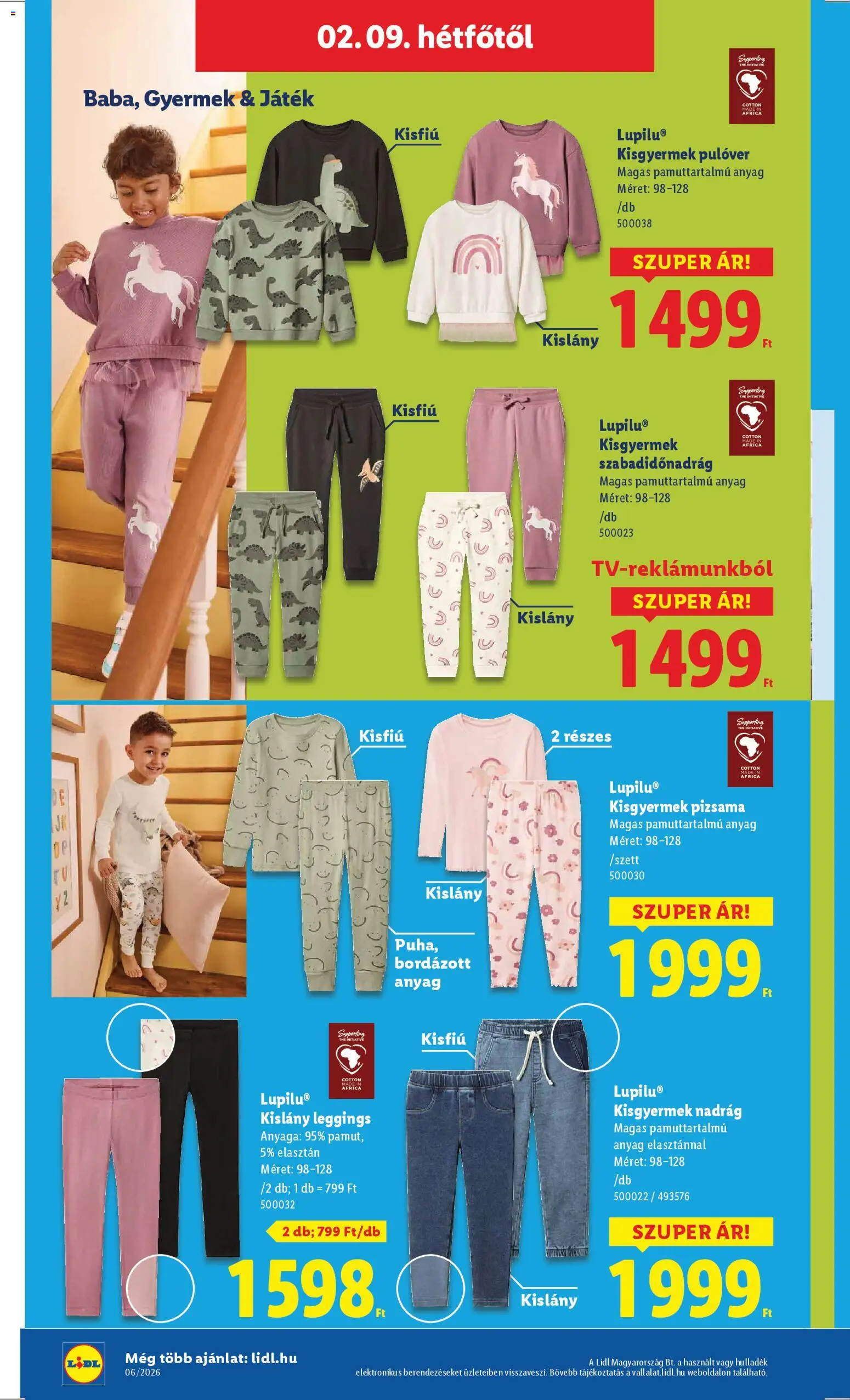 Lidl akciós ujság - amely érvényes a következő dátumtól: 05.02.2026 | Oldal: 50 | Termékek: Játék, Nadrág, Pizsama, Leggings