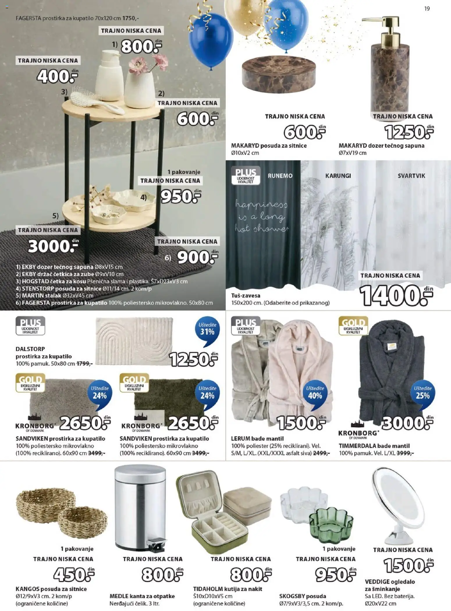 Jysk katalog - važi od 18.03.2026 | Strana: 19 | Proizvode: Kutija, Kupatilo, Četka, Bade mantil