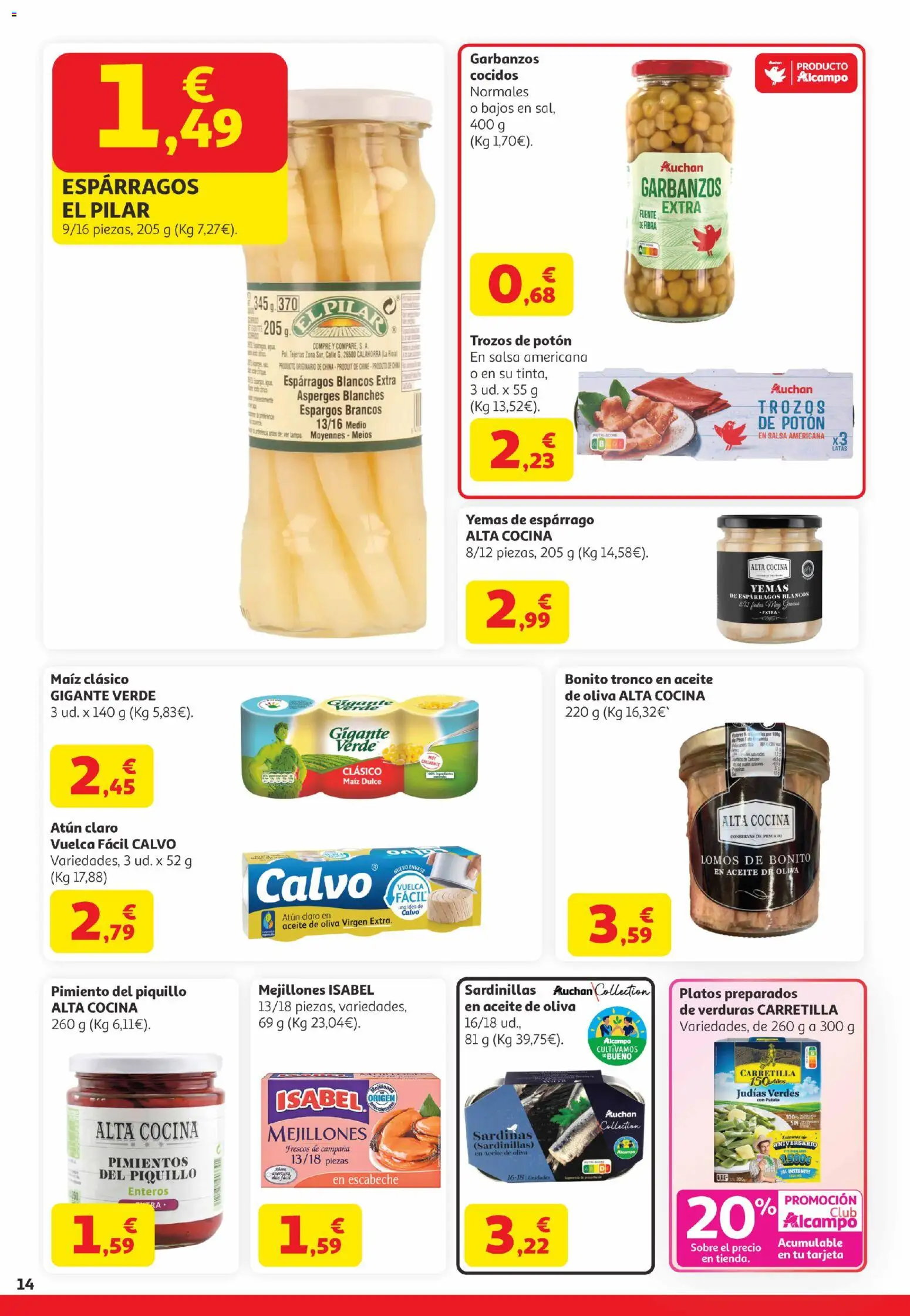 Alcampo Canarias │ válido desde el 21.04.2026 | Página: 14 | Productos: Sardinillas, Aceite, Κάδος απορρυμάτων, Aceite de oliva