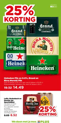 Heineken Pils en 0.0%, Brand en Birra Moretti Pils, Krat 24 flesjes à 30 cl en sets met 6 blikjes à 33-50 cl - Voorbeeld van een folder van Plus, geldig van 03.12.2025 | Pagina: 40