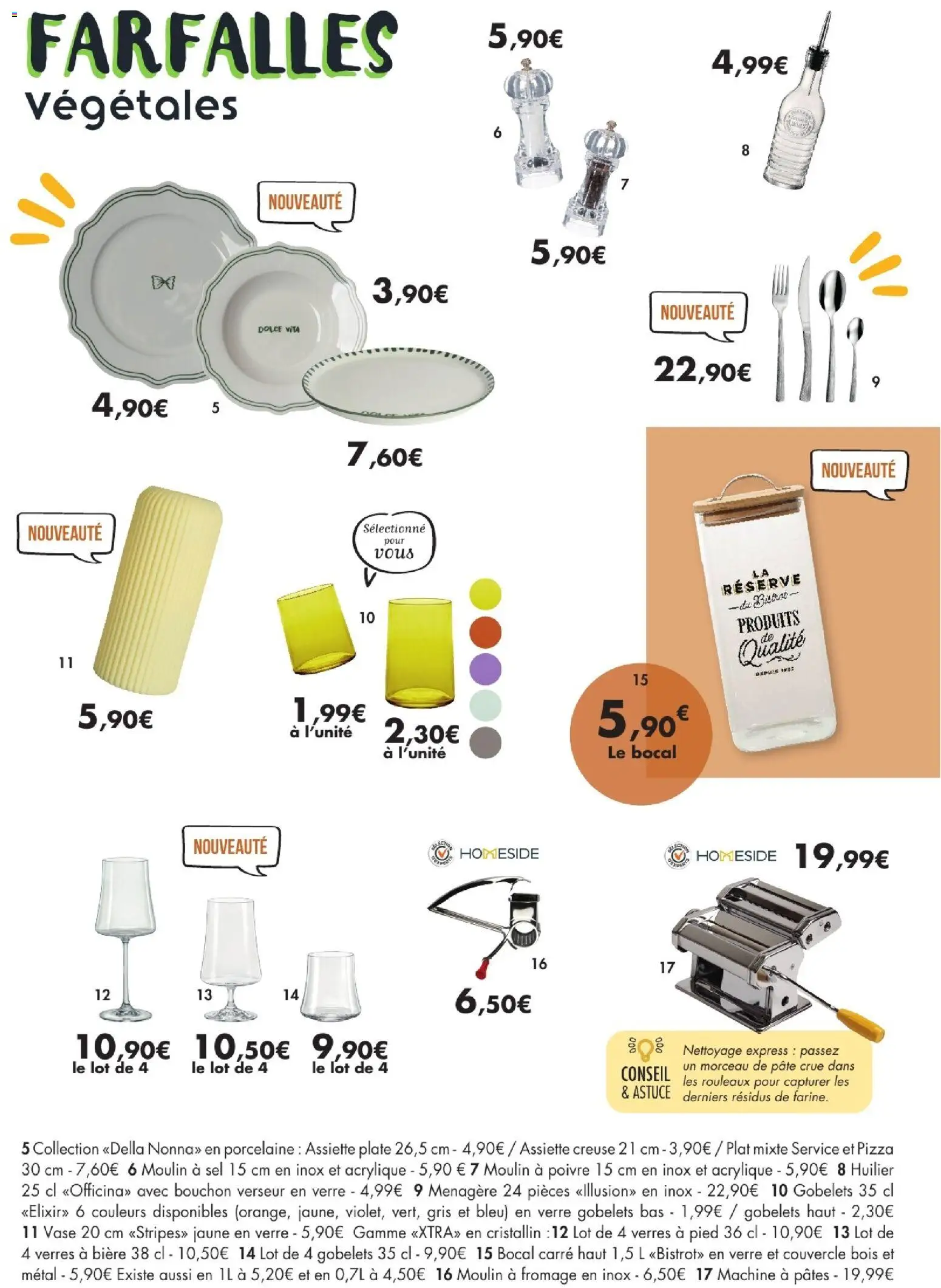 {H1} | Page: 29 | Produits: Sel, Porcelaine, Fromage, Pâtes