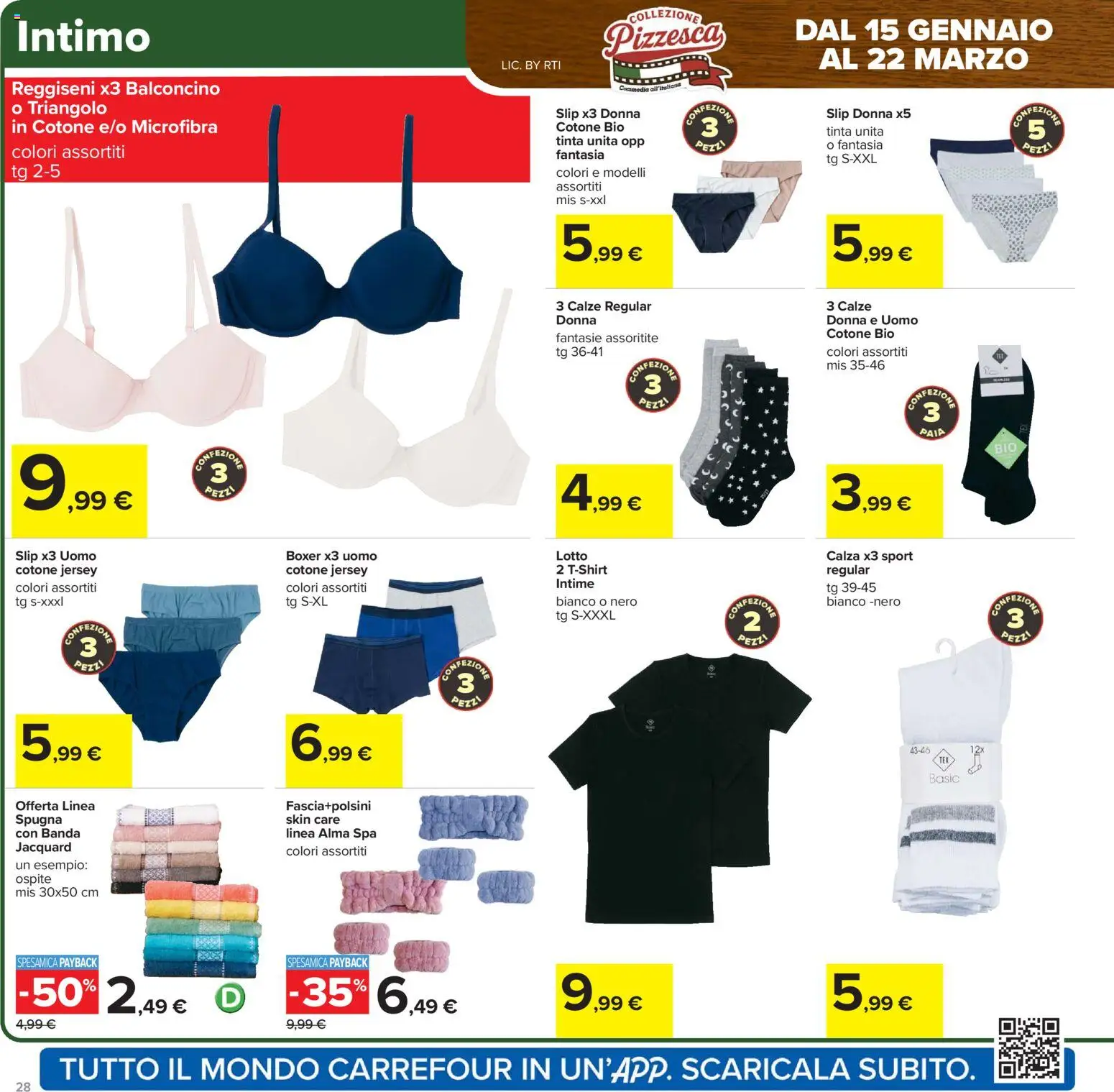 Volantino Carrefour del 06.02.2026 | Pagina: 28 | Prodotti: Spugna, Intimo, Slip, Boxer