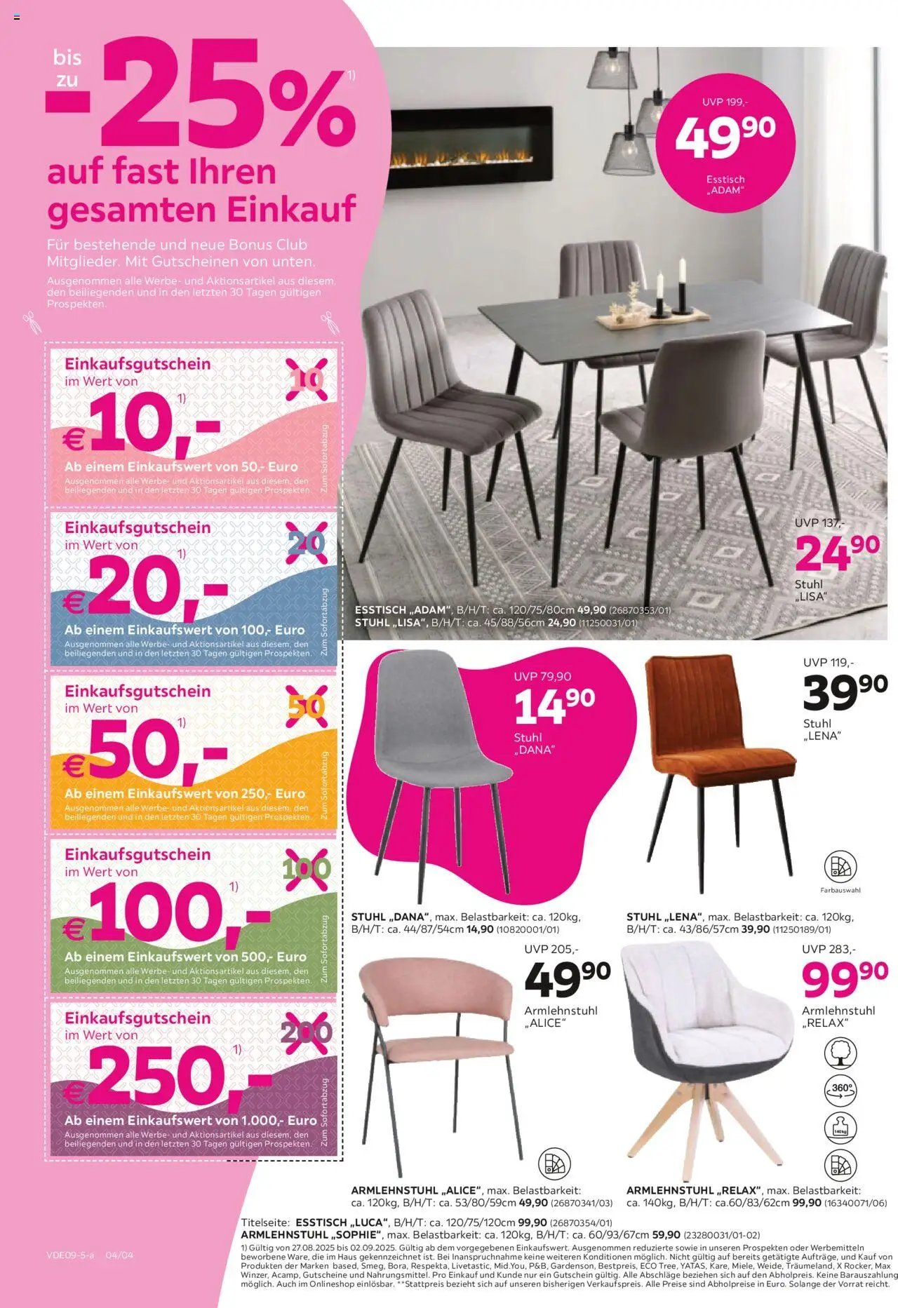 Mömax Prospekt 	 - gültig ab dem 25.08.2025 | Seite: 4 | Produkte: Esstisch, Stuhl