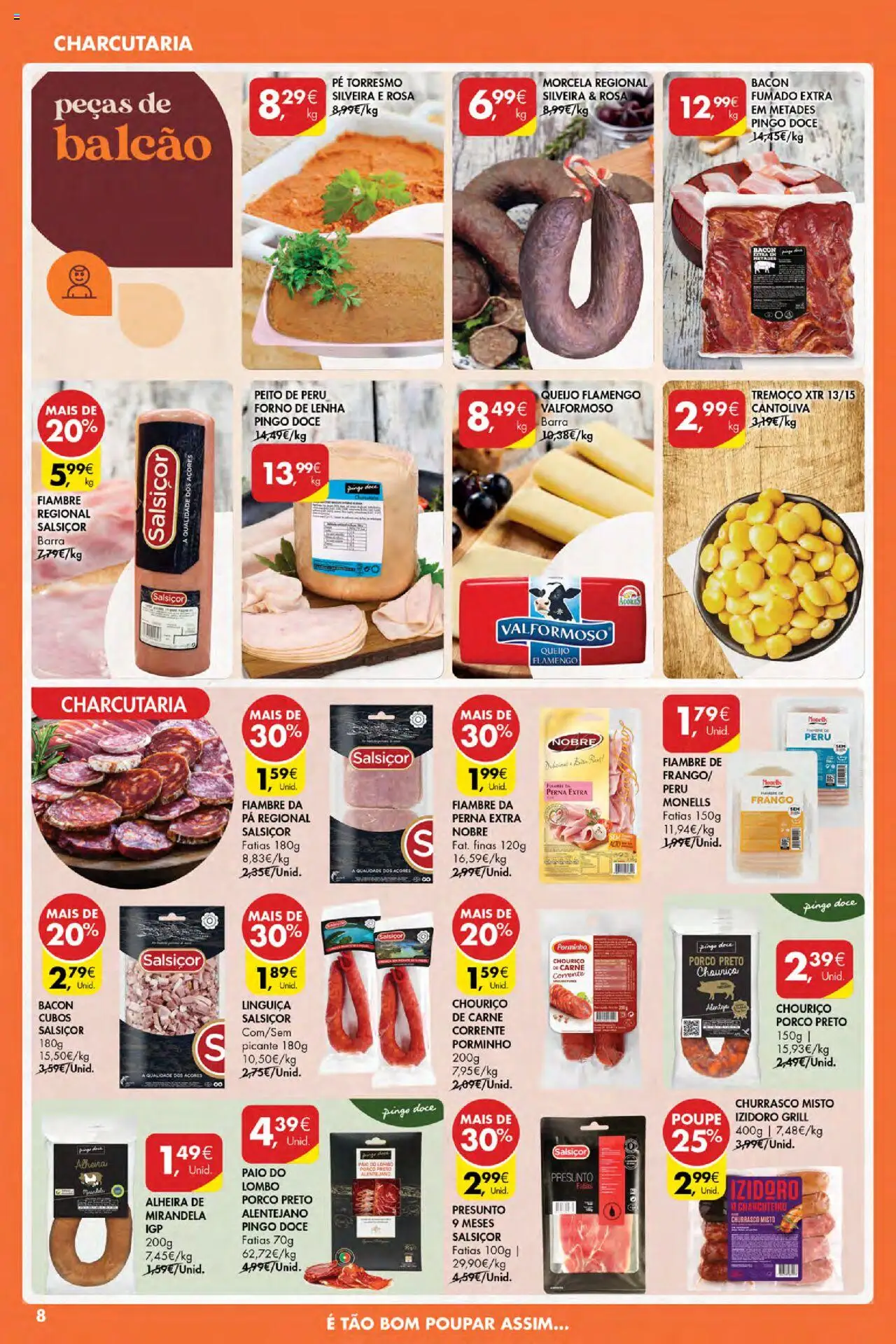 Pingo Doce Poupe Esta Semana Açores │ válido de 04.09.2025 | Página: 8 | Produtos: Peito de peru, Linguiça, Carne, Alheira