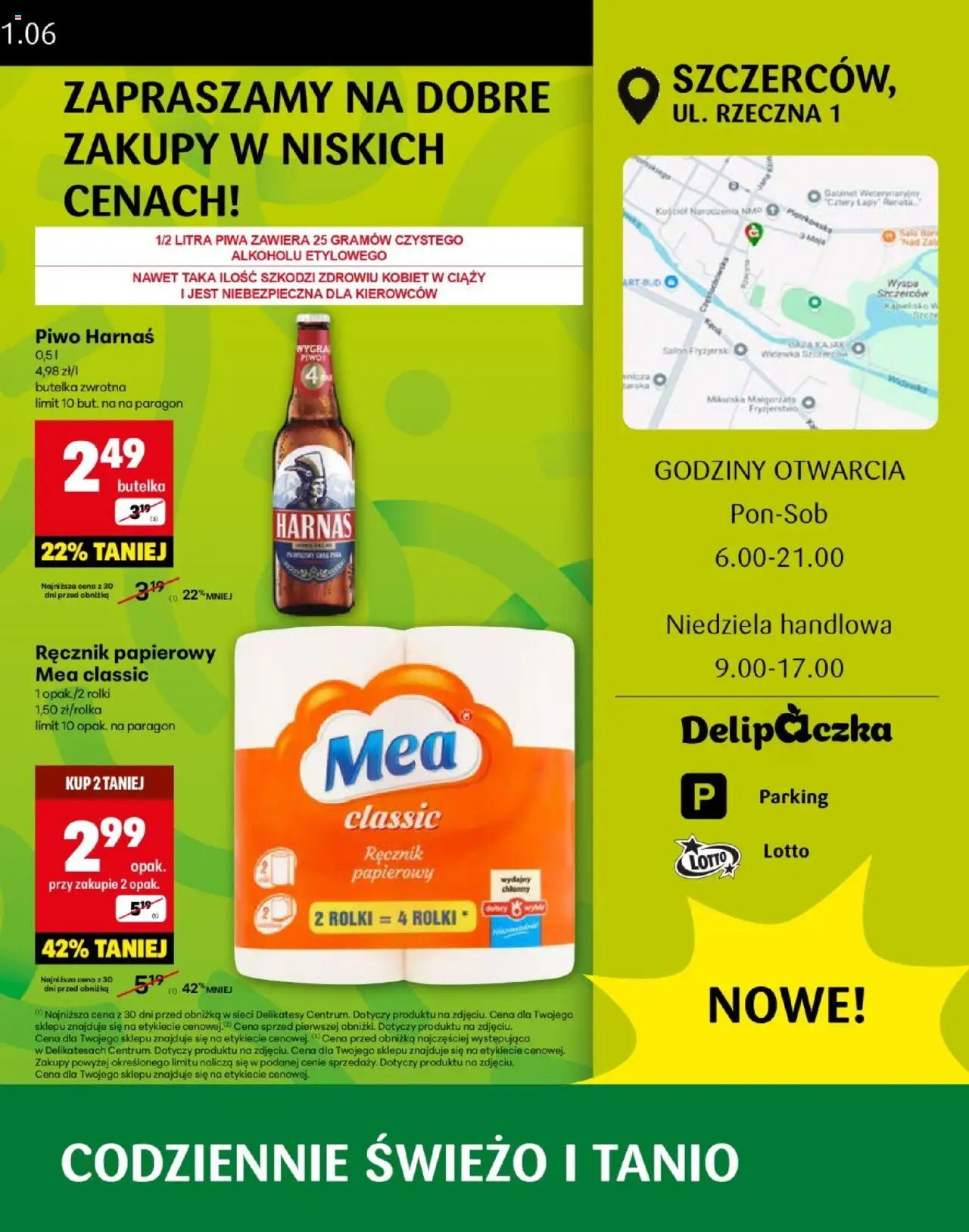 Delikatesy Centrum Gazetka - Szczerców Otwarcie od 05.06.2025 | Strona: 3 | Produkty: Gabinet, Harnaś, Piwo, Ręcznik papierowy