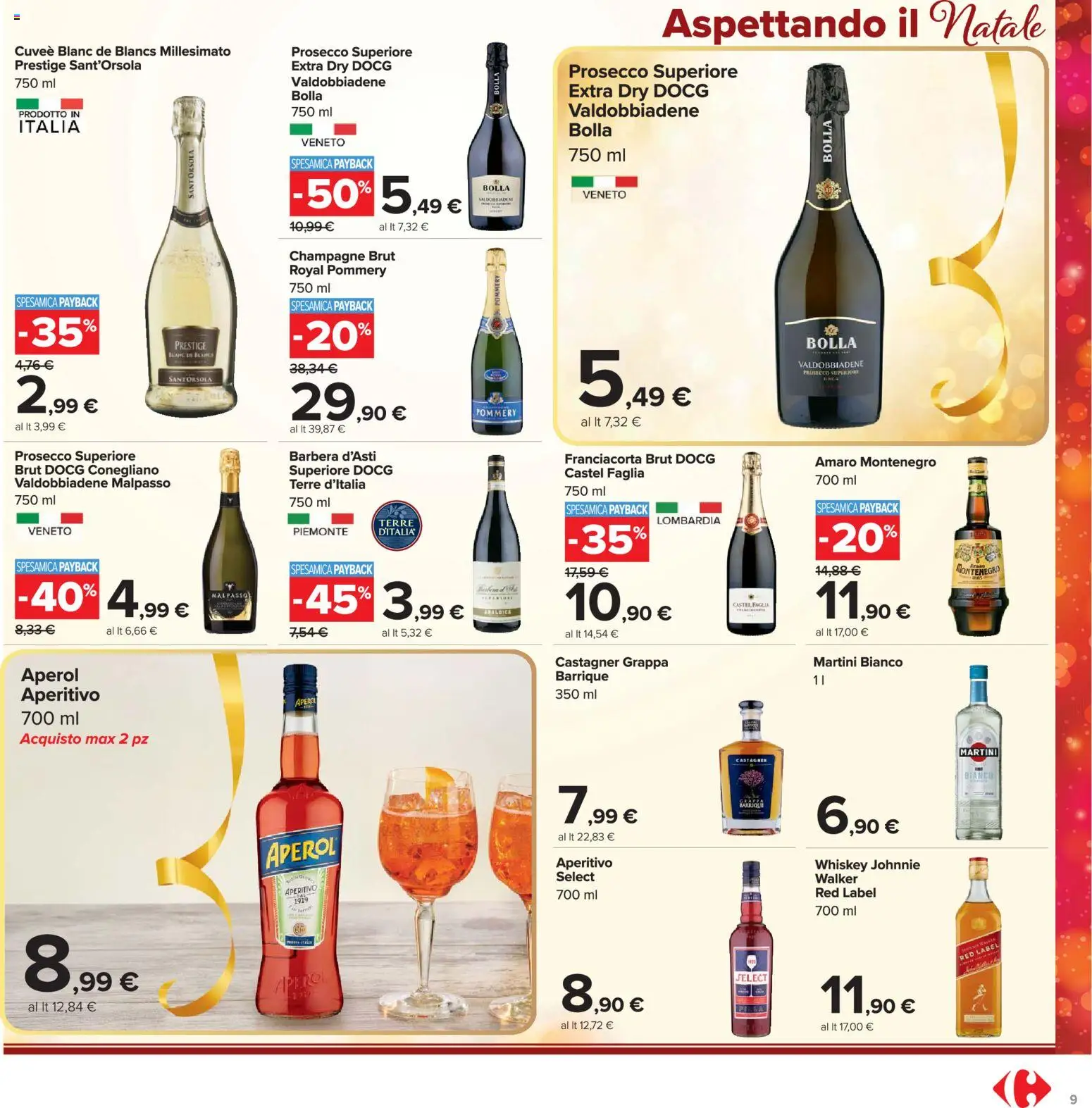 Volantino Carrefour del 02.12.2025 | Pagina: 9 | Prodotti: Prosecco, Champagne, Amaro, Aperitivo