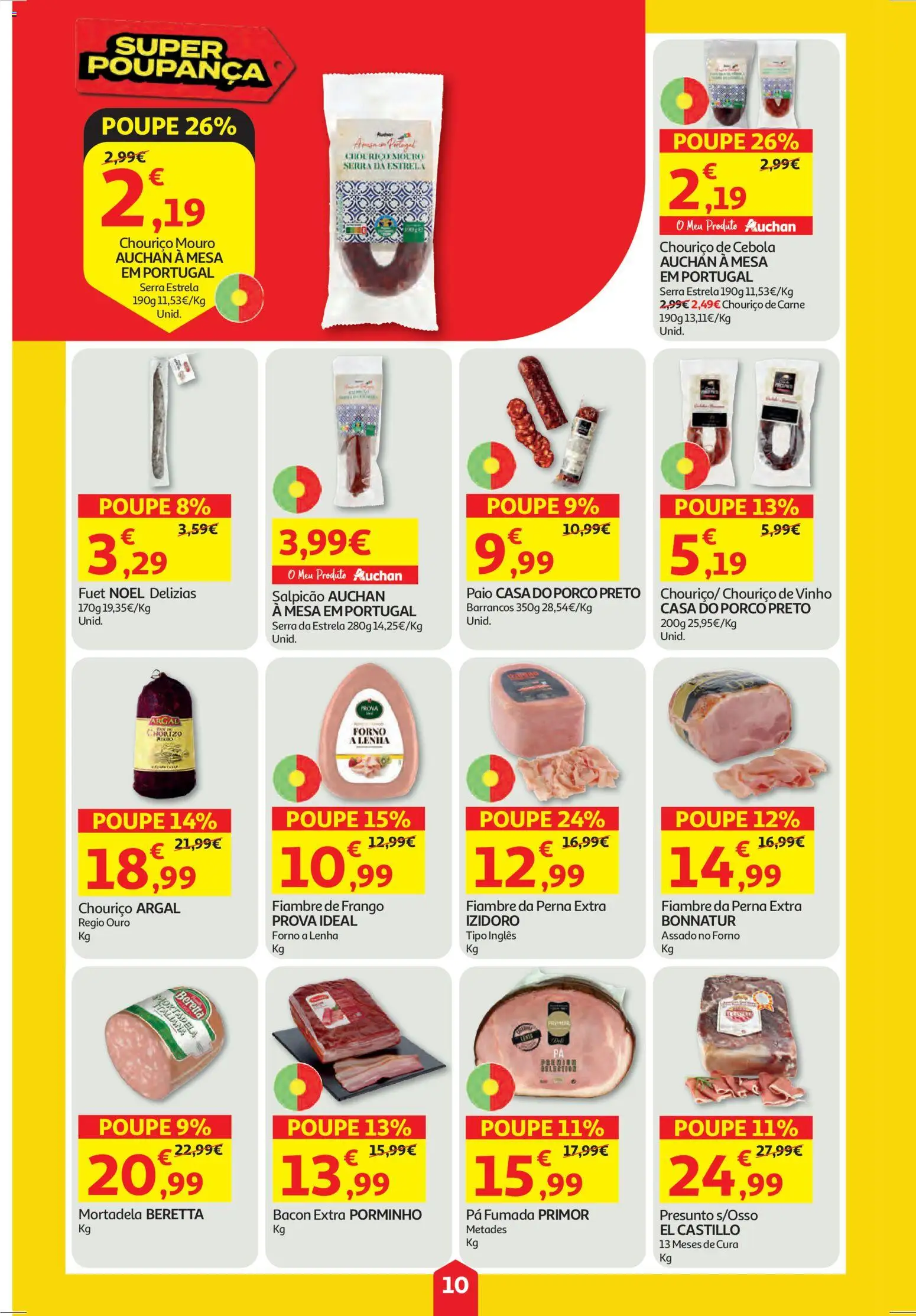 Auchan folheto │ válido de 27.11.2025 | Página: 10 | Produtos: Bacon, Salpicão, Presunto, Vinho