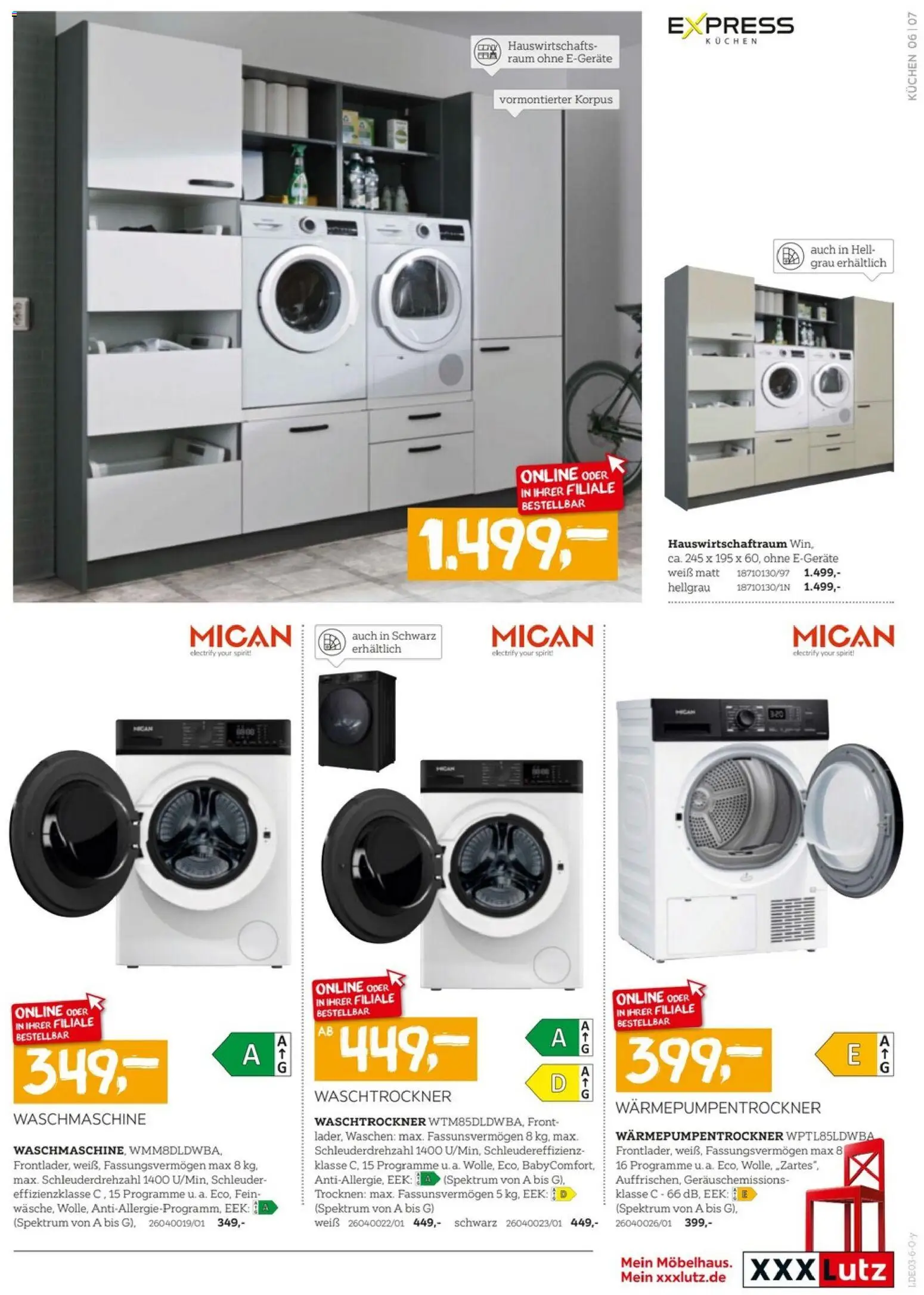 XXXL Lutz Küchen-Preishits – gültig ab 08.03.2026 | Seite: 7 | Produkte: Waschmaschine, Waschtrockner, Kuchen