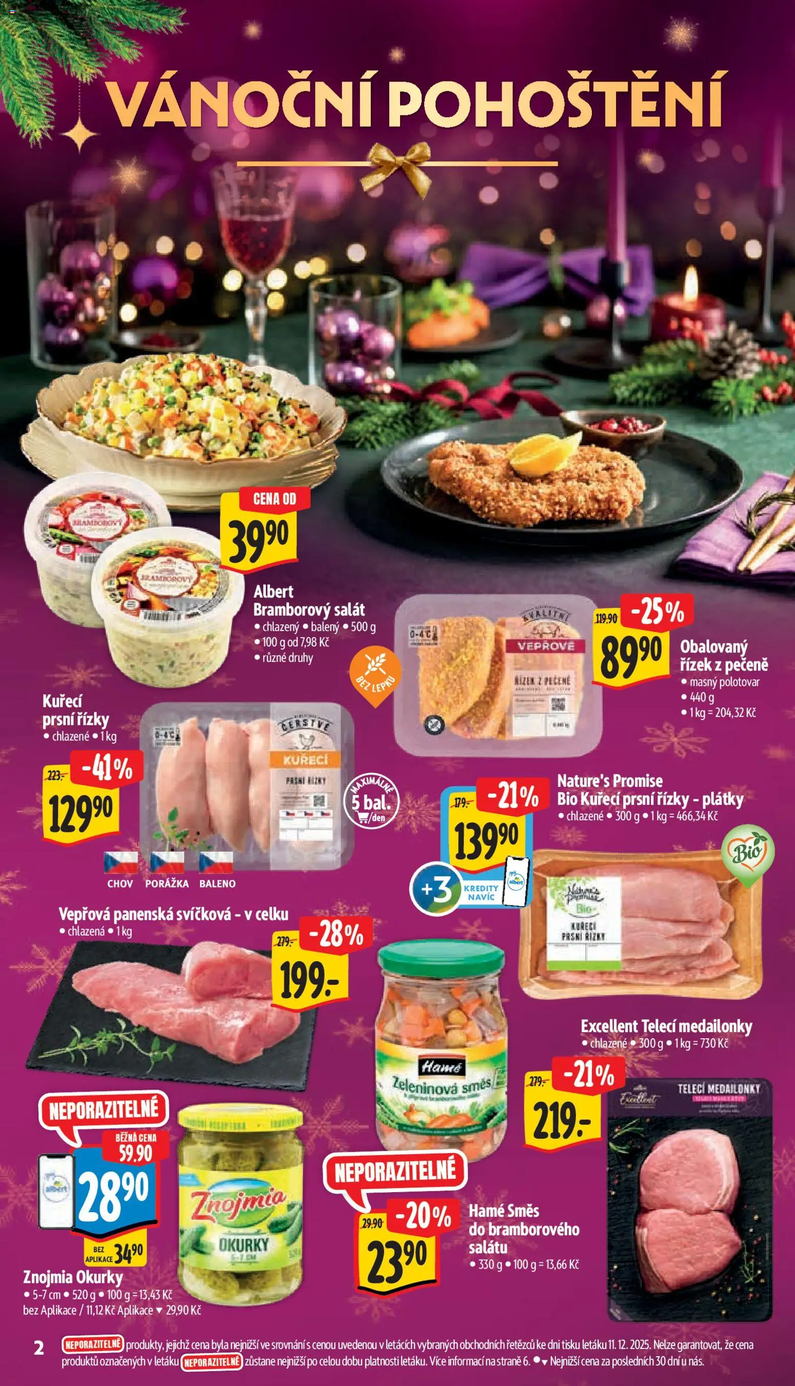 Albert leták - Extra od 22.12.2025 | Strana: 2 | Produkty: Bramborový salát, Okurky, Salát, Kuřecí prsní řízky