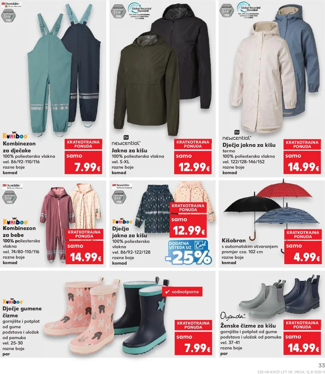 Kaufland katalog | vrijedi od 10.09.2025 | Stranica: 33 | Proizvodi: Kombinezon, Čizme, Gumene čizme, Kišobran