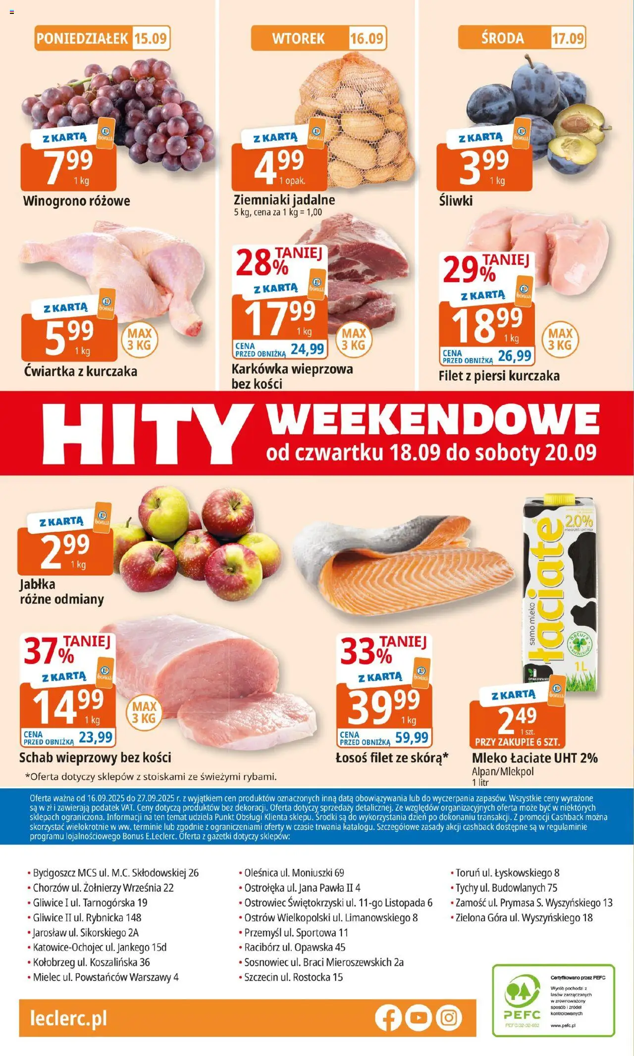 E.Leclerc Gazetka - Zielona Góra od 16.09.2025 | Strona: 28 | Produkty: Karkówka, Piersi, Filet z piersi kurczaka, Ćwiartka z kurczaka