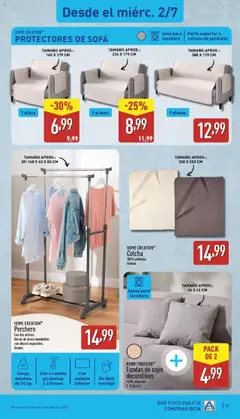 Aldi folleto Península │ válido desde el 30.06.2025 | Página: 19 | Productos: Lavadora, Cojín, Sofá, Estante