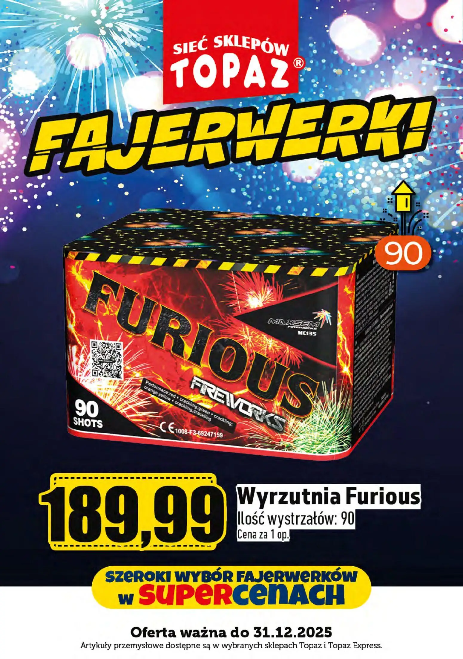 Topaz Gazetka - Fajerwerki od 29.12.2025 | Strona: 20 | Produkty: Wyrzutnia, Artykuły przemysłowe
