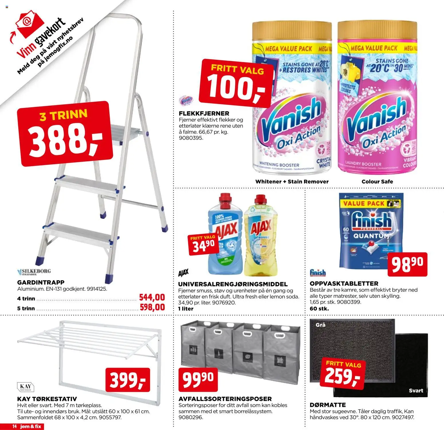 {H1} | Side: 14 | Produkter: Flekkfjerner, Стаціонарний телефон, Суміш дитяча, Dørmatte