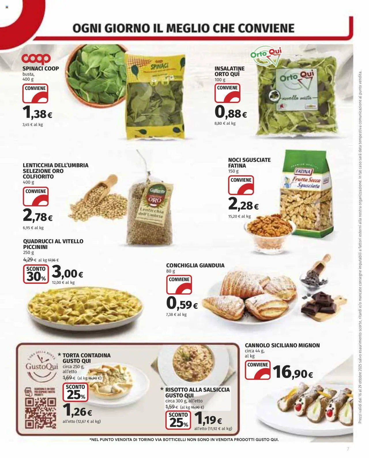 Volantino COOP del 16.10.2025 | Pagina: 7 | Prodotti: Noci, Spinaci, Vitello, Torta