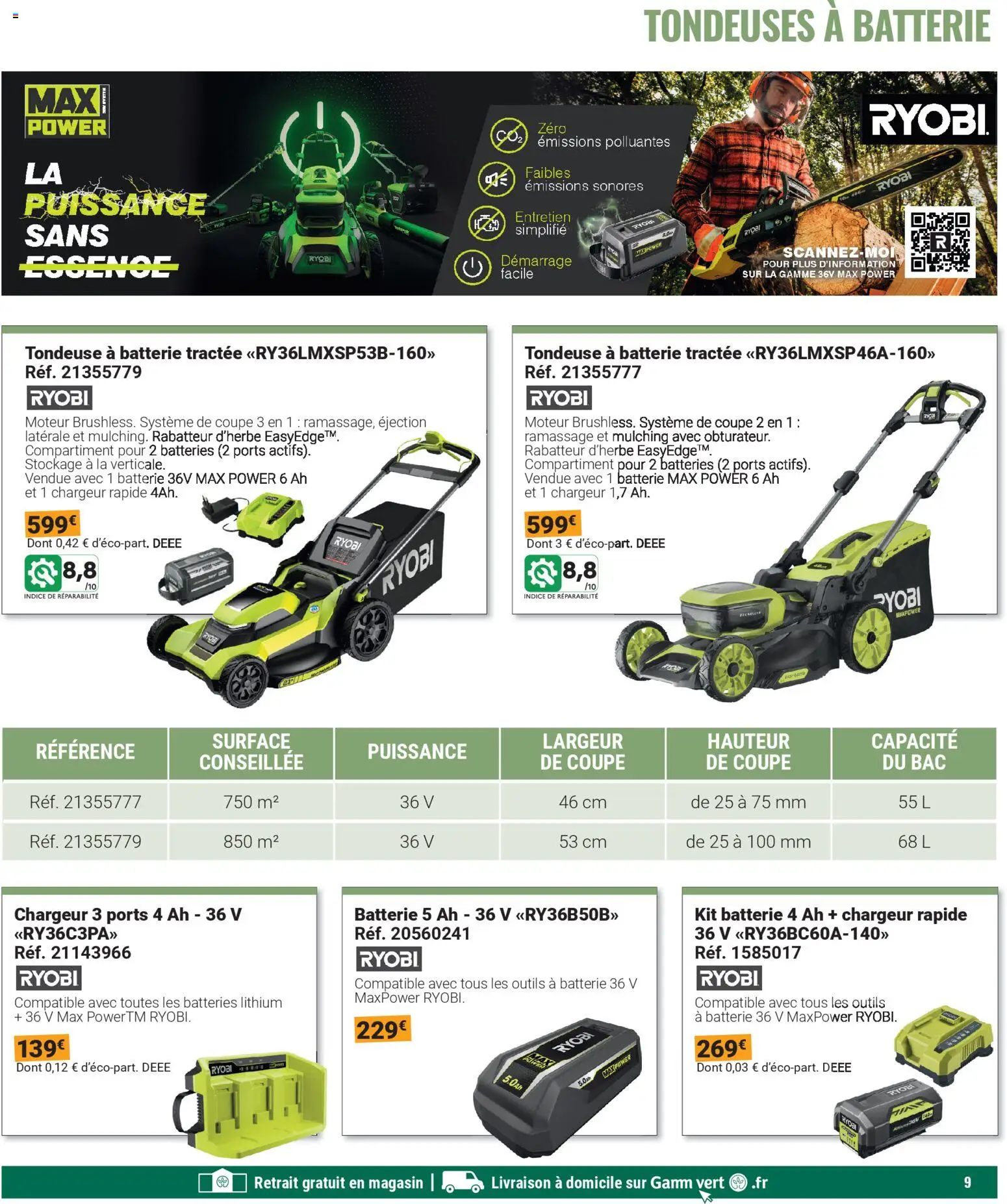 {H1} | Page: 9 | Produits: Tondeuse, Batterie